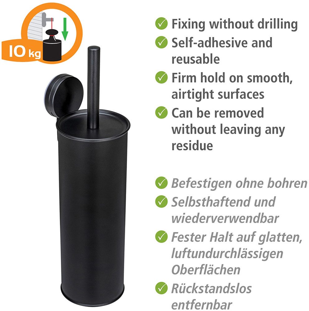 WENKO Toiletset Static-Loc® Modell Plus Pavia gesloten wc-borstelhouder voor wandmontage zonder boren
