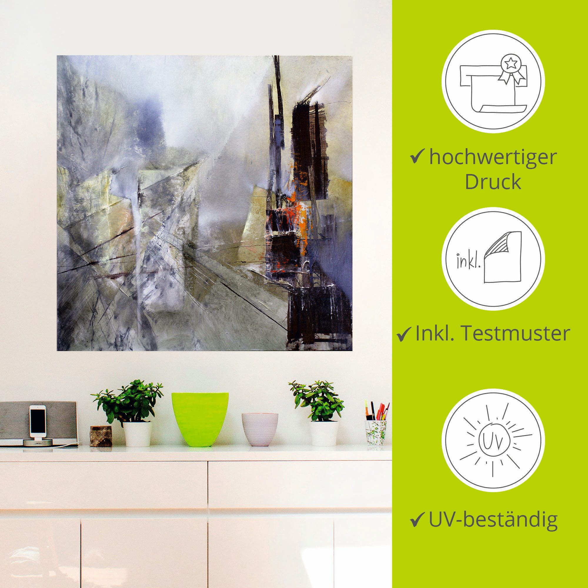 Artland Artprint Abstracte compositie in wit als poster, muursticker in verschillende maten