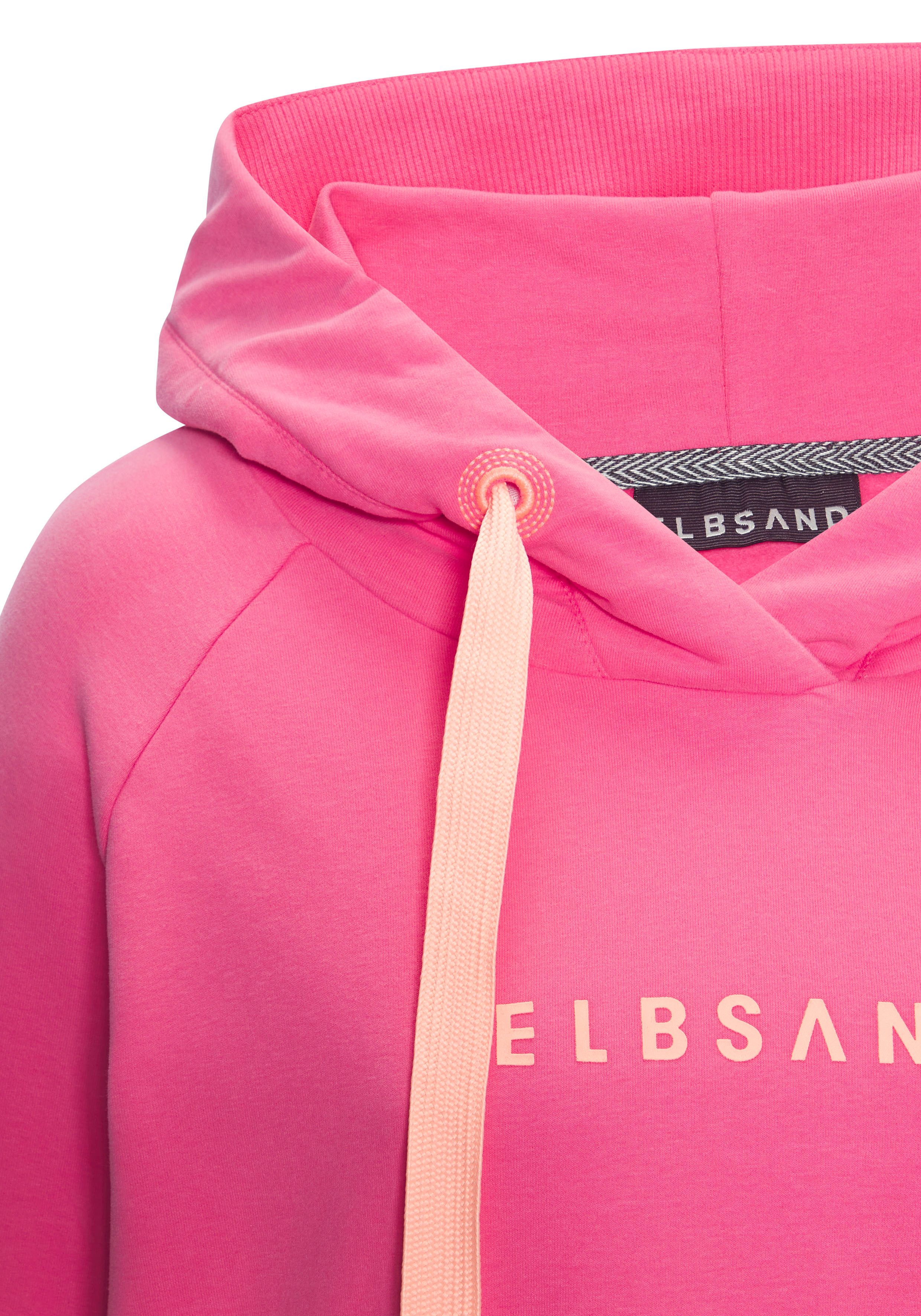 Elbsand Hoodie Svana met logoprint, comfortabele hoodie, zijslitsen