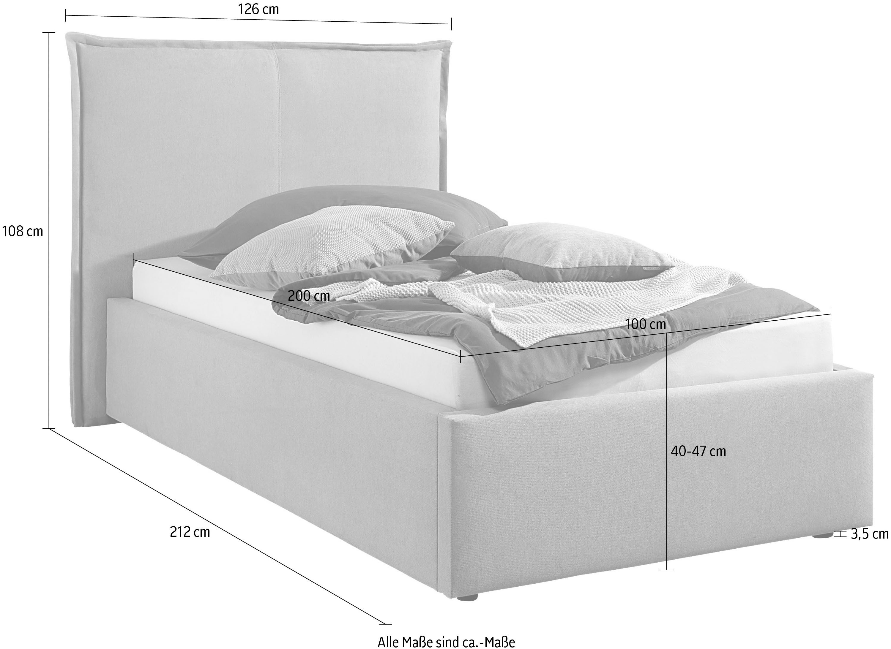 Maintal Gestoffeerd bed Zijkanten van het bed zelf te monteren, zonder bedkist
