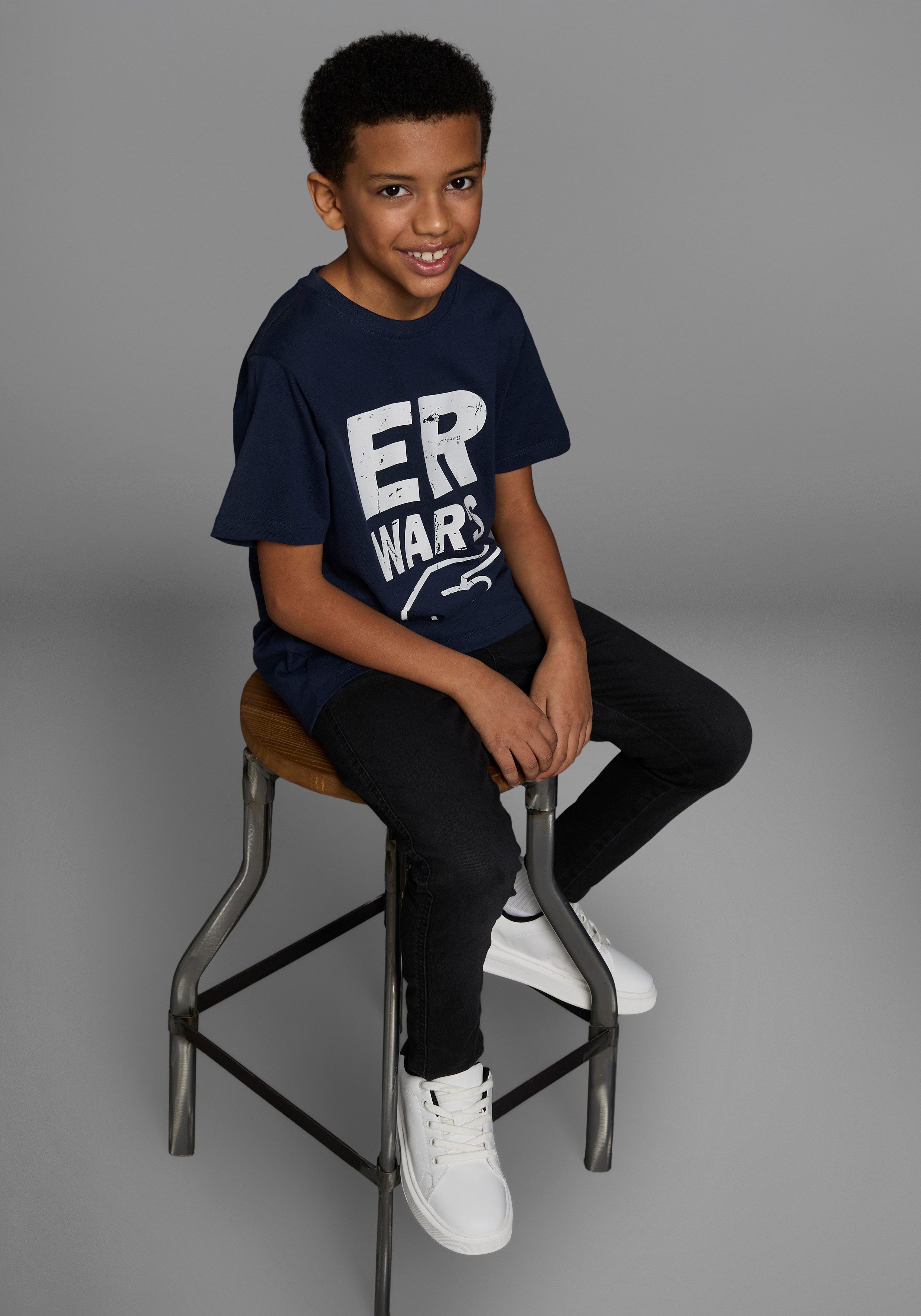 KIDSWORLD T-shirt ER WAR`S Korte mouwen, met ronde hals, met print, van katoen