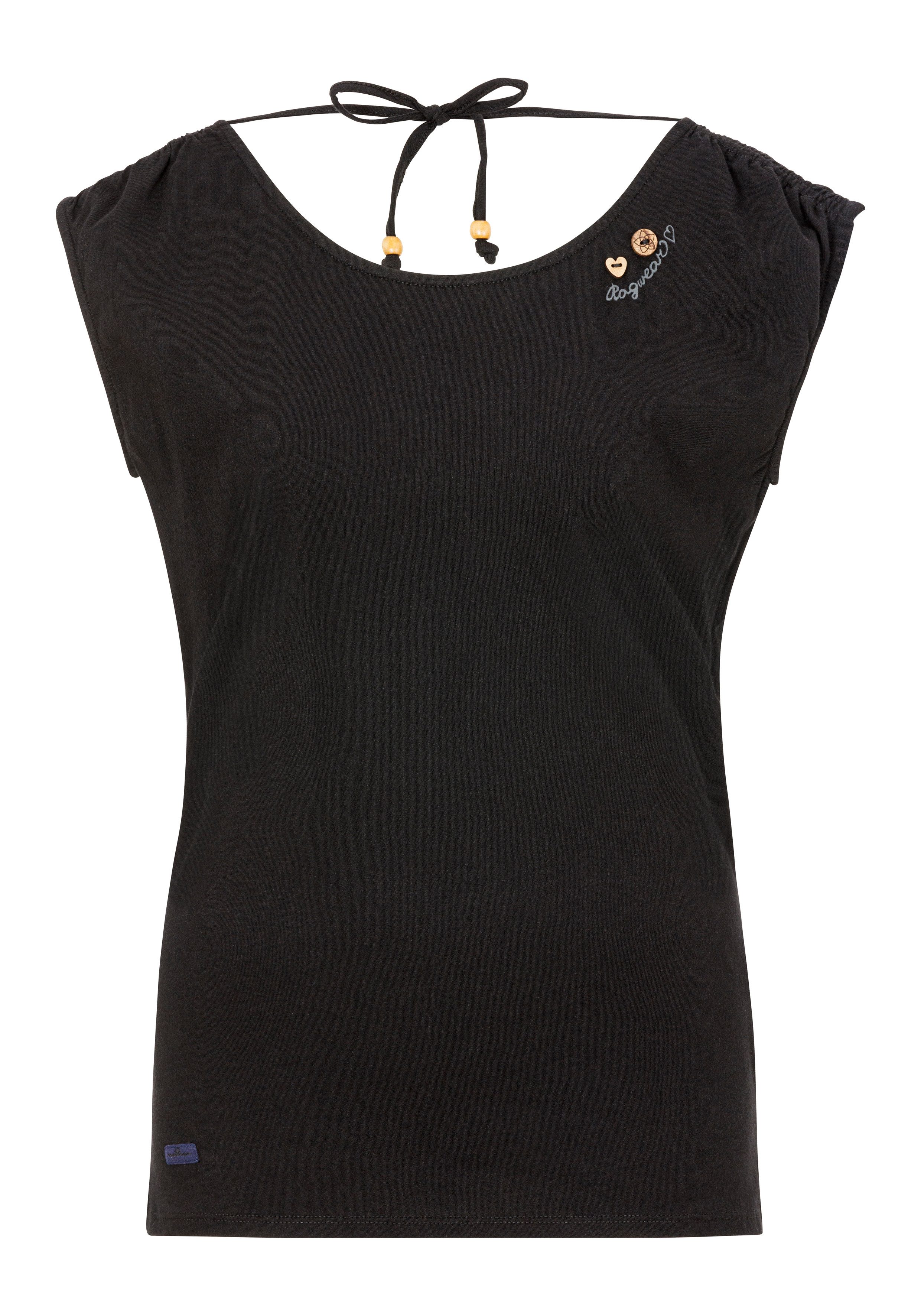 Ragwear Shirt met korte mouwen GREETA grote ruguitsnijding met band om vast te houden
