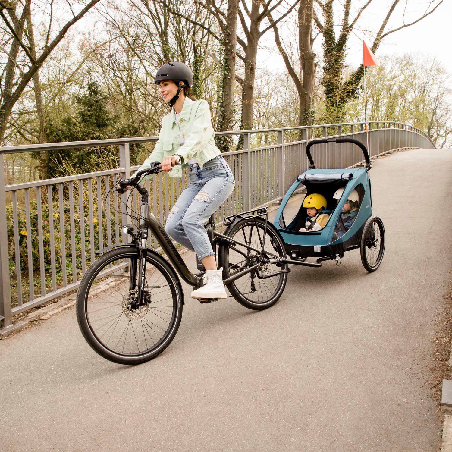Hauck Kinderen fiets aanhanger 2in1 Bike Trailer und Buggy Dryk Duo, melange grey