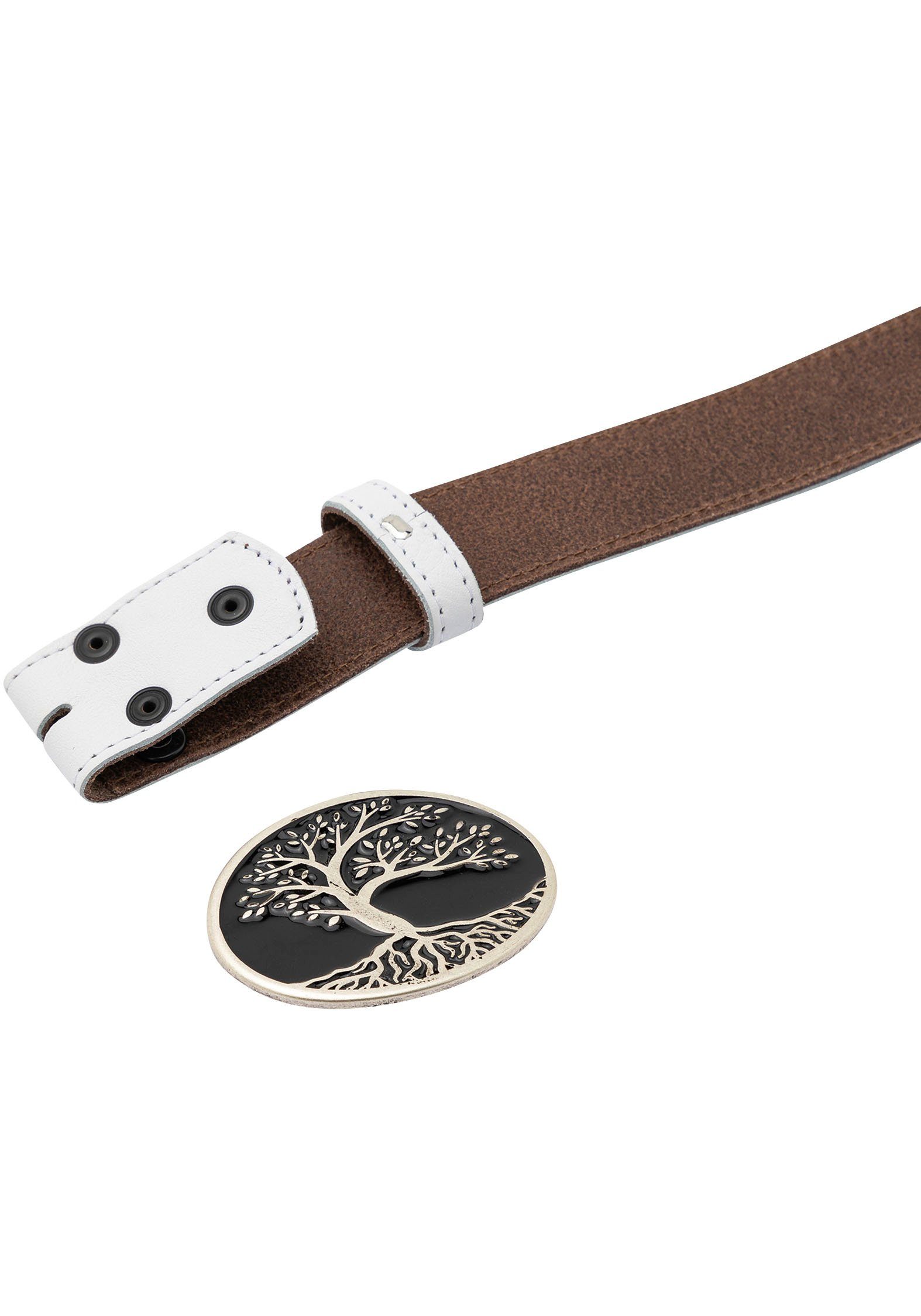 RETTUNGSRING by showroom 019° Leren riem met verwisselbare sluiting "ovaal met witte steen"