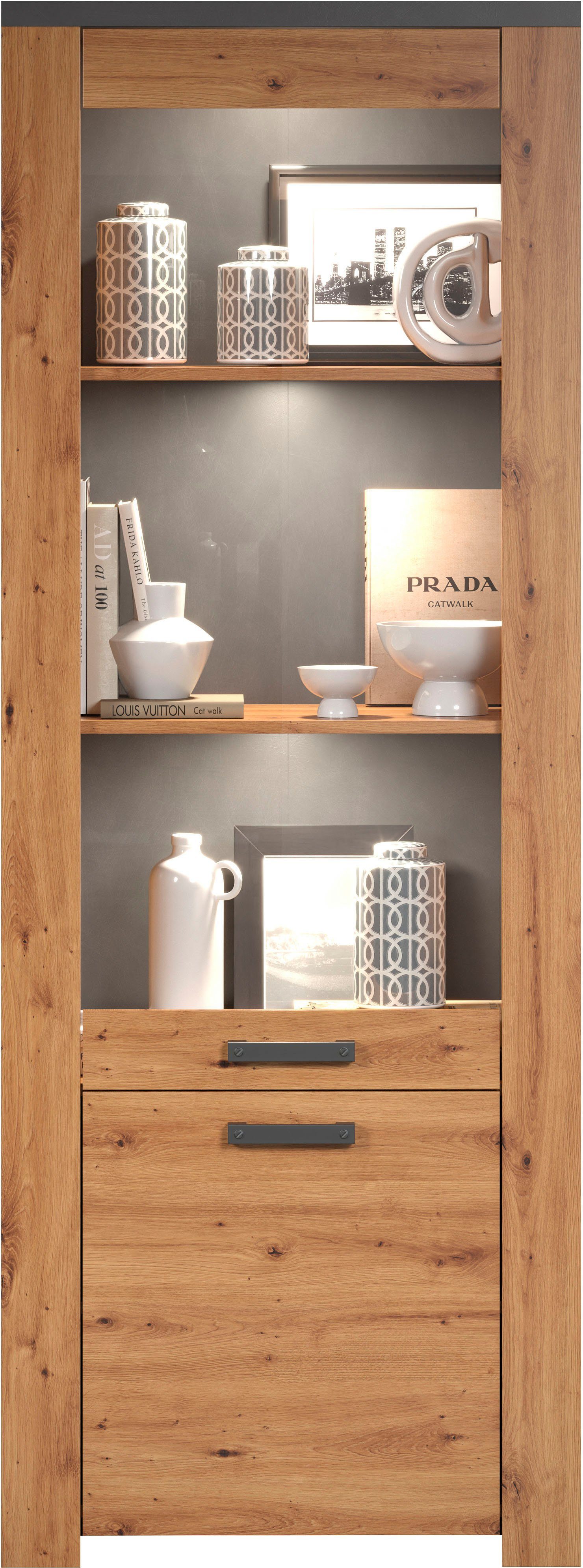 Home affaire Vitrinekast Ambres met glasdeur, breedte 73 cm, draairichting links of rechts (1 stuk)