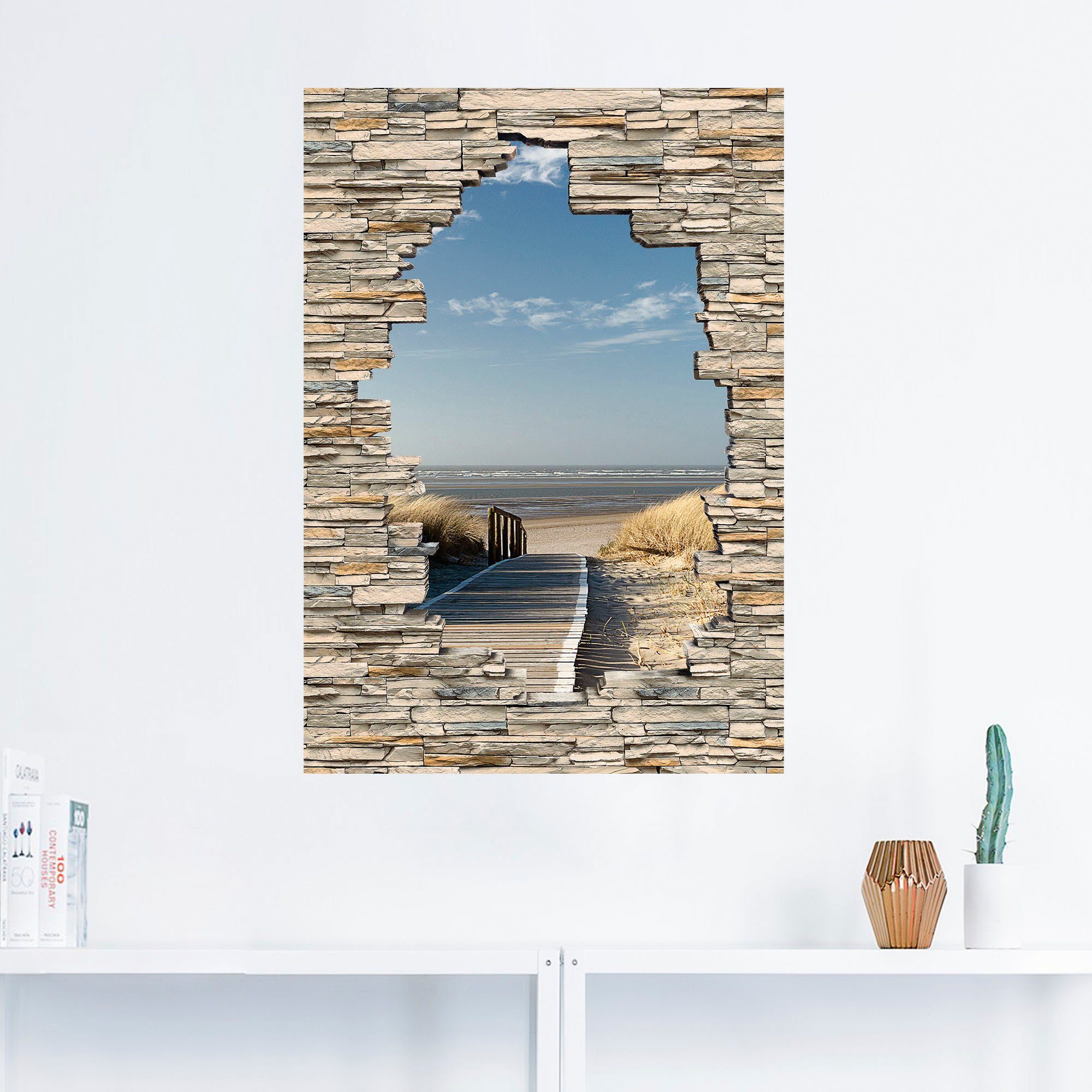 Artland Artprint Noordzeestrand Langeoog Steg Stenen Muur