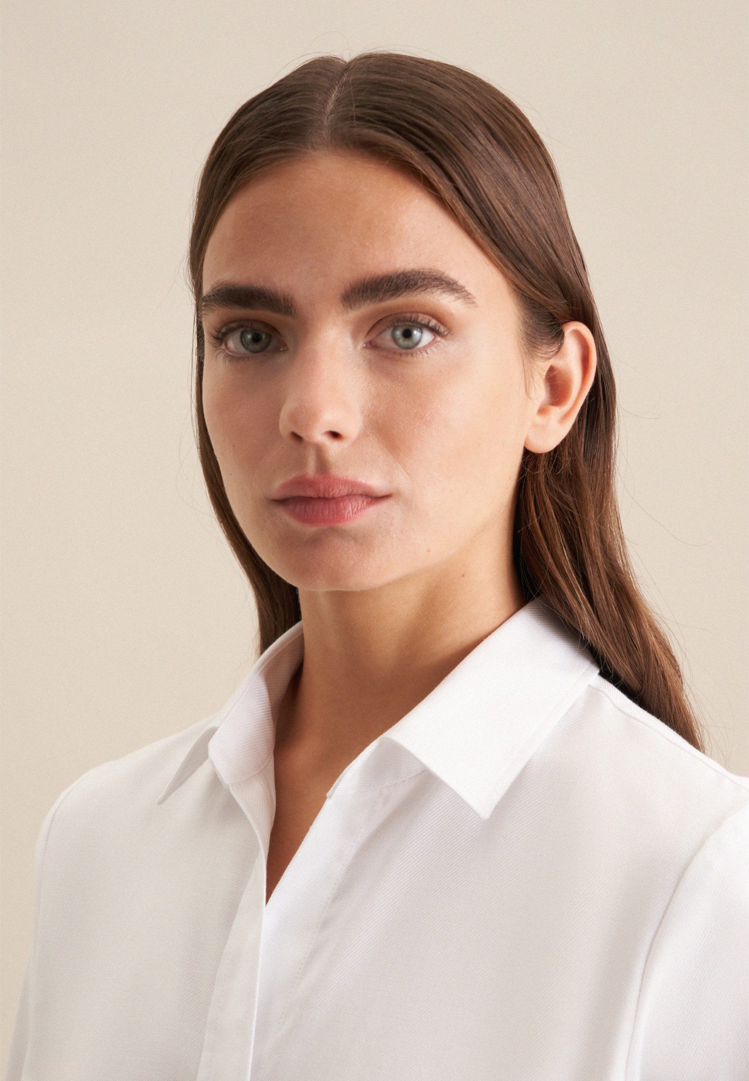 seidensticker Overhemdblouse Zwarte roos Lange mouwen kraag uni