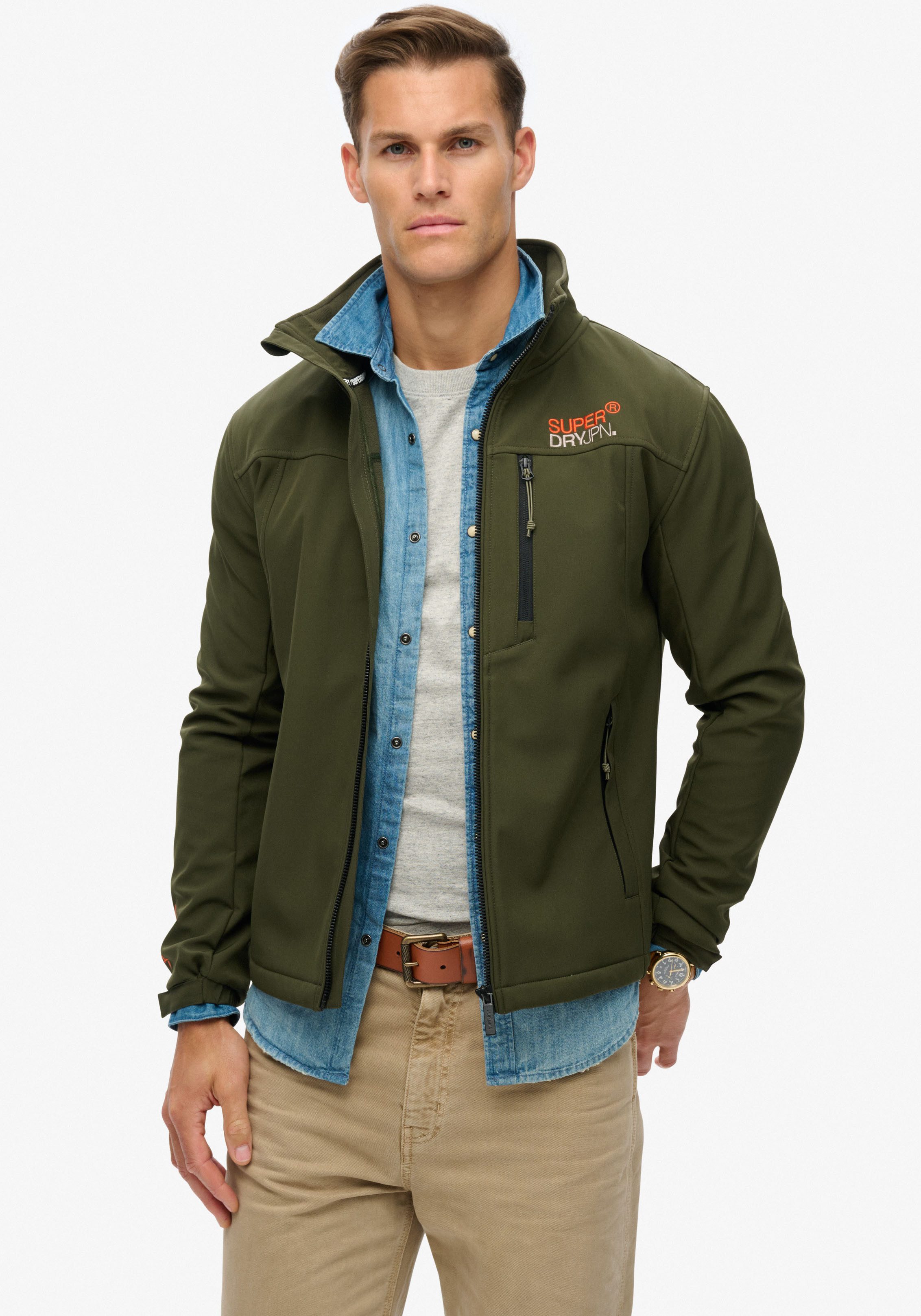 Superdry Outdoorjack SOFTSHELL TREKKER TRACK JACKET heren outdoorjassen maat S groen
