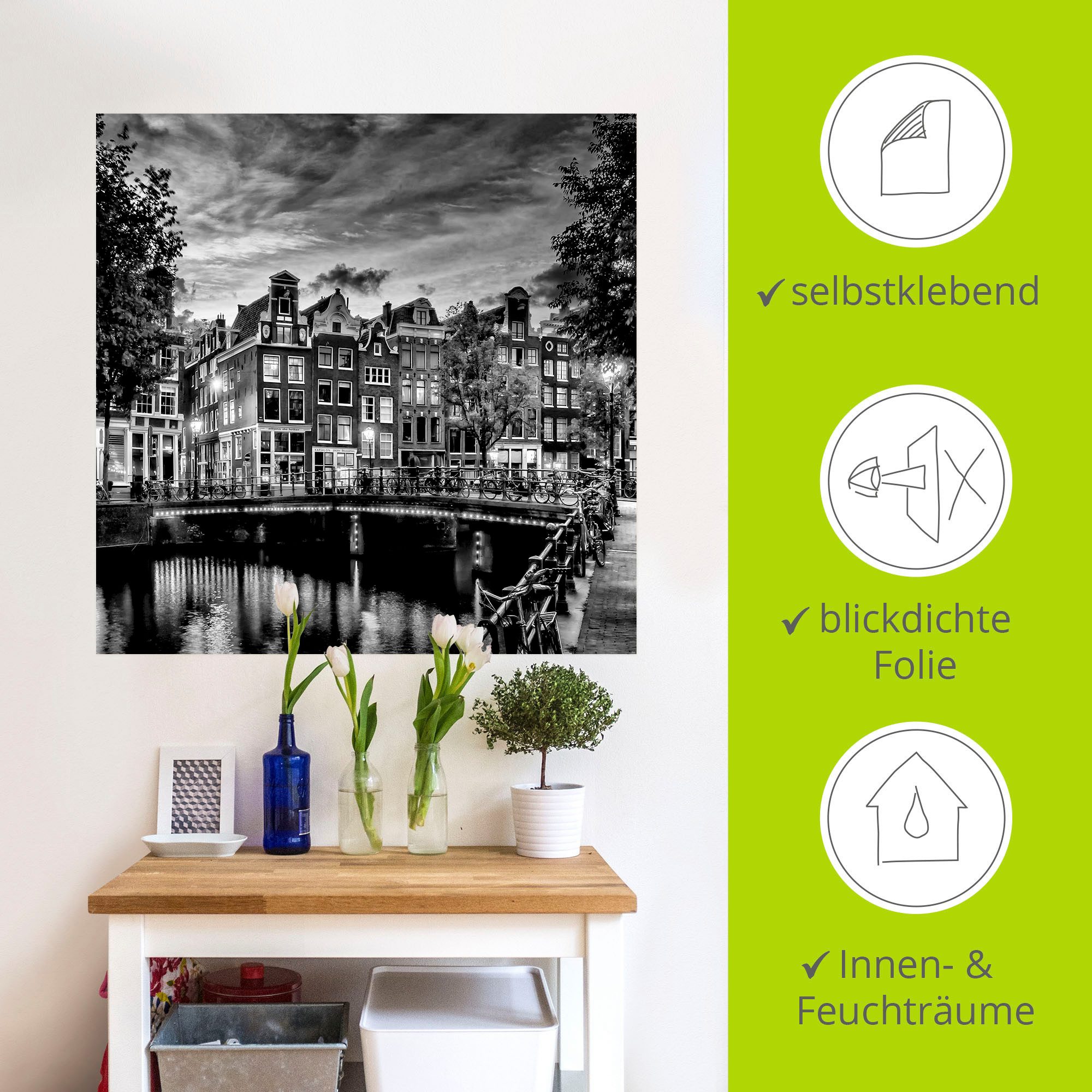 Artland Artprint Amsterdam avondidylle als artprint op linnen, poster, muursticker in verschillende maten