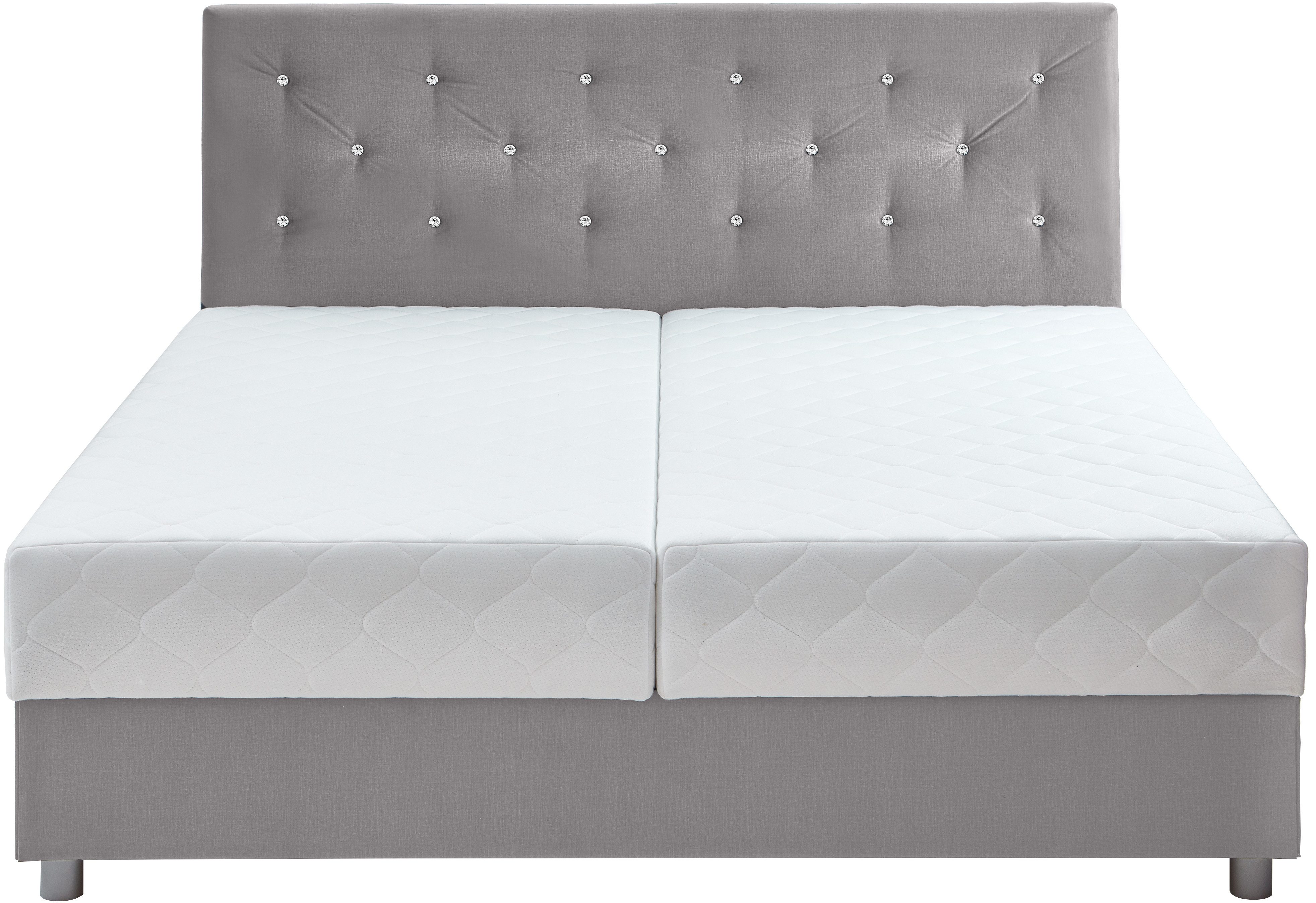 ATLANTIC home collection Boxspring CELIA in hoogwaardige fluweellook met pocketveringsmatras, bedkist en strassteentjes