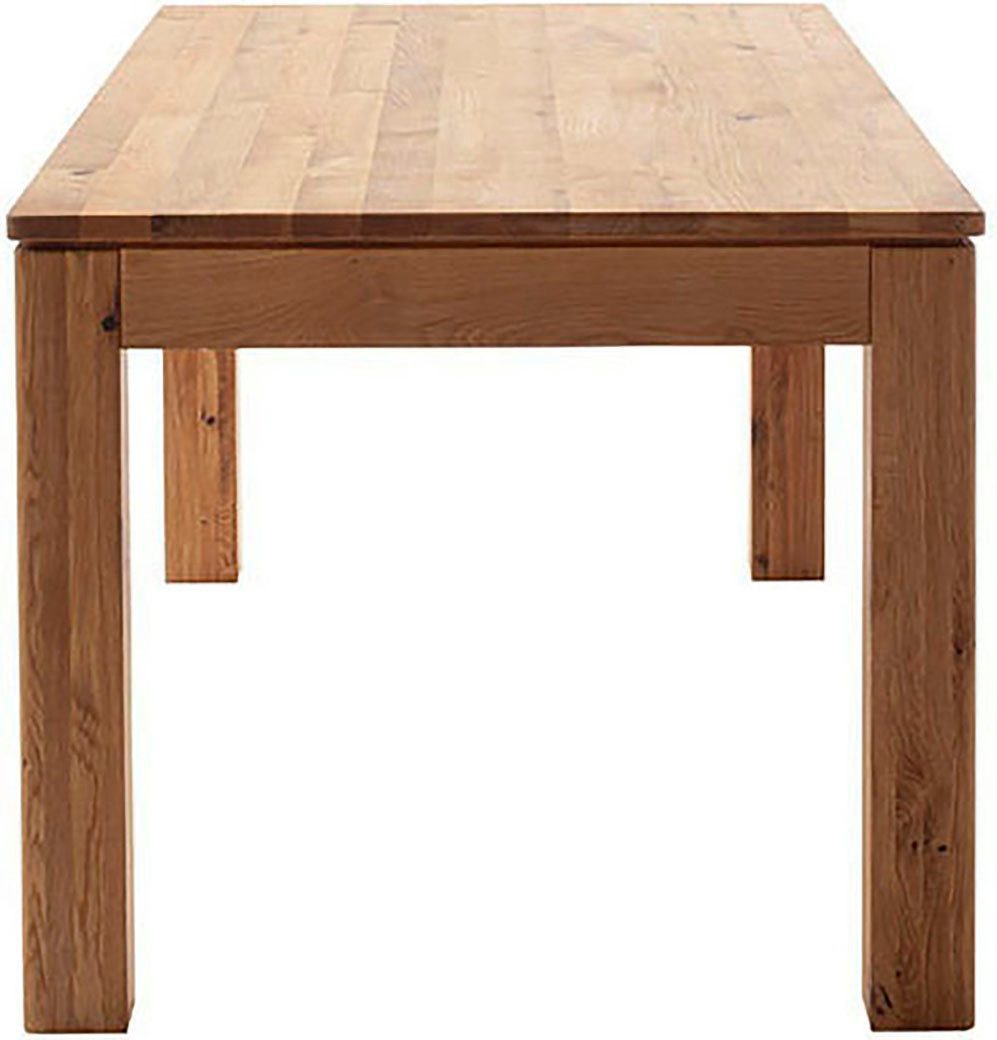 MCA furniture Eettafel ETNA 4-poot tafel Massief hout, doorlopende lamel, blokvoet 10x10 cm, tafelblad 2,5 cm
