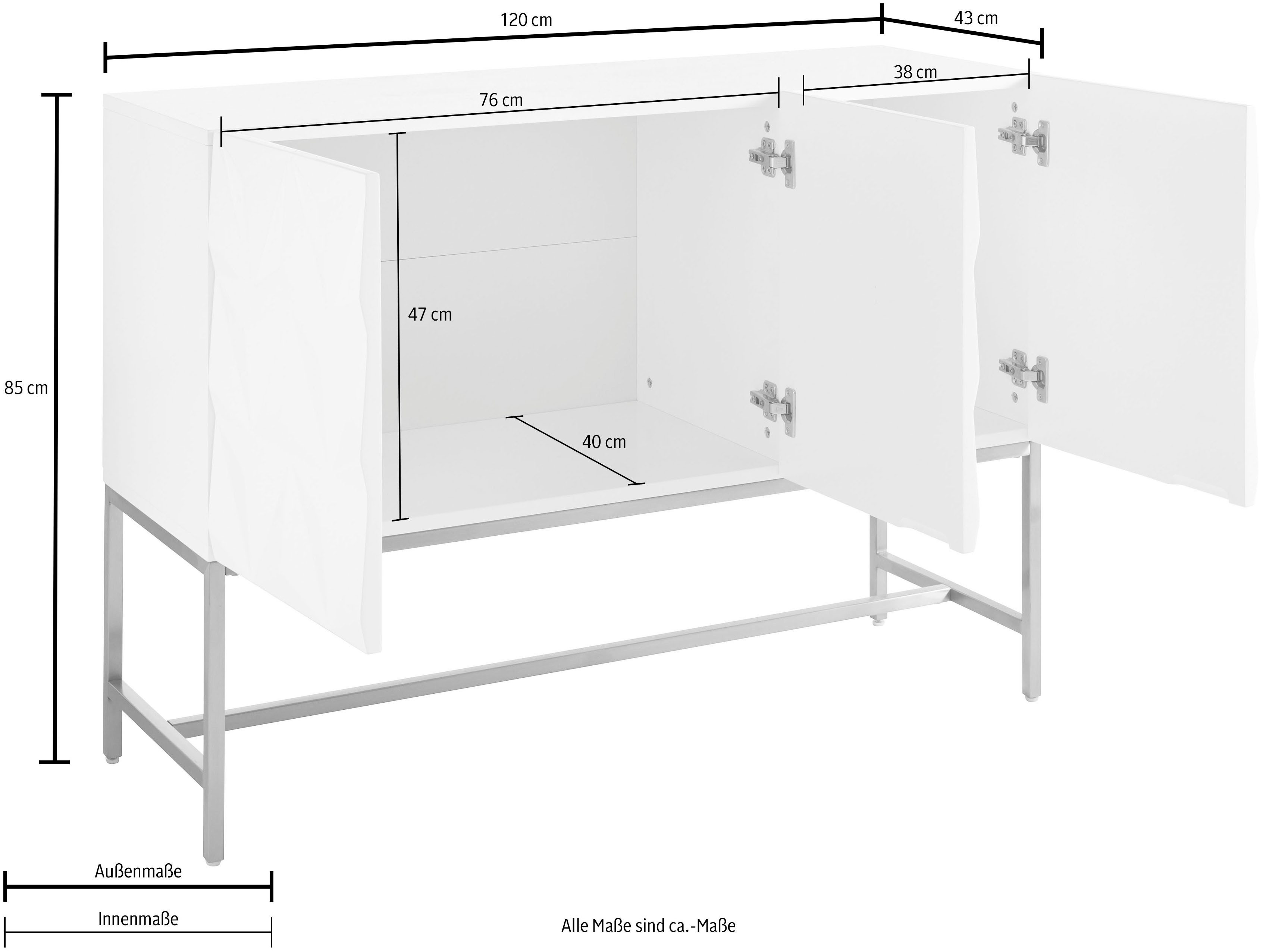 Leonique Dressoir Rovuma, TOPSELLER! in 3d-look en met goudkleurig metalen frame