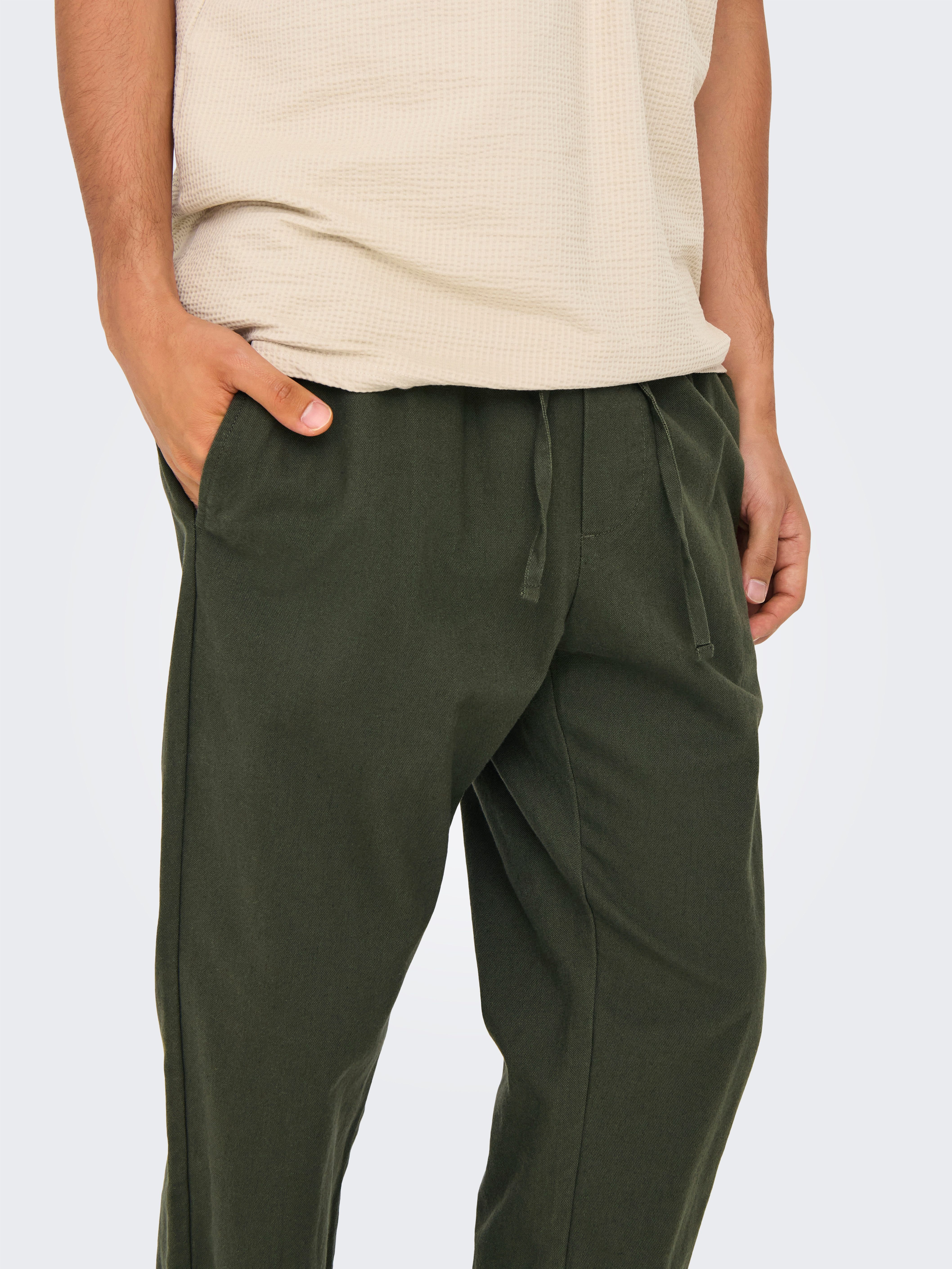 ONLY & SONS Stoffen broek ONSLINUS CROP 0007 COT LIN PNT NOOS