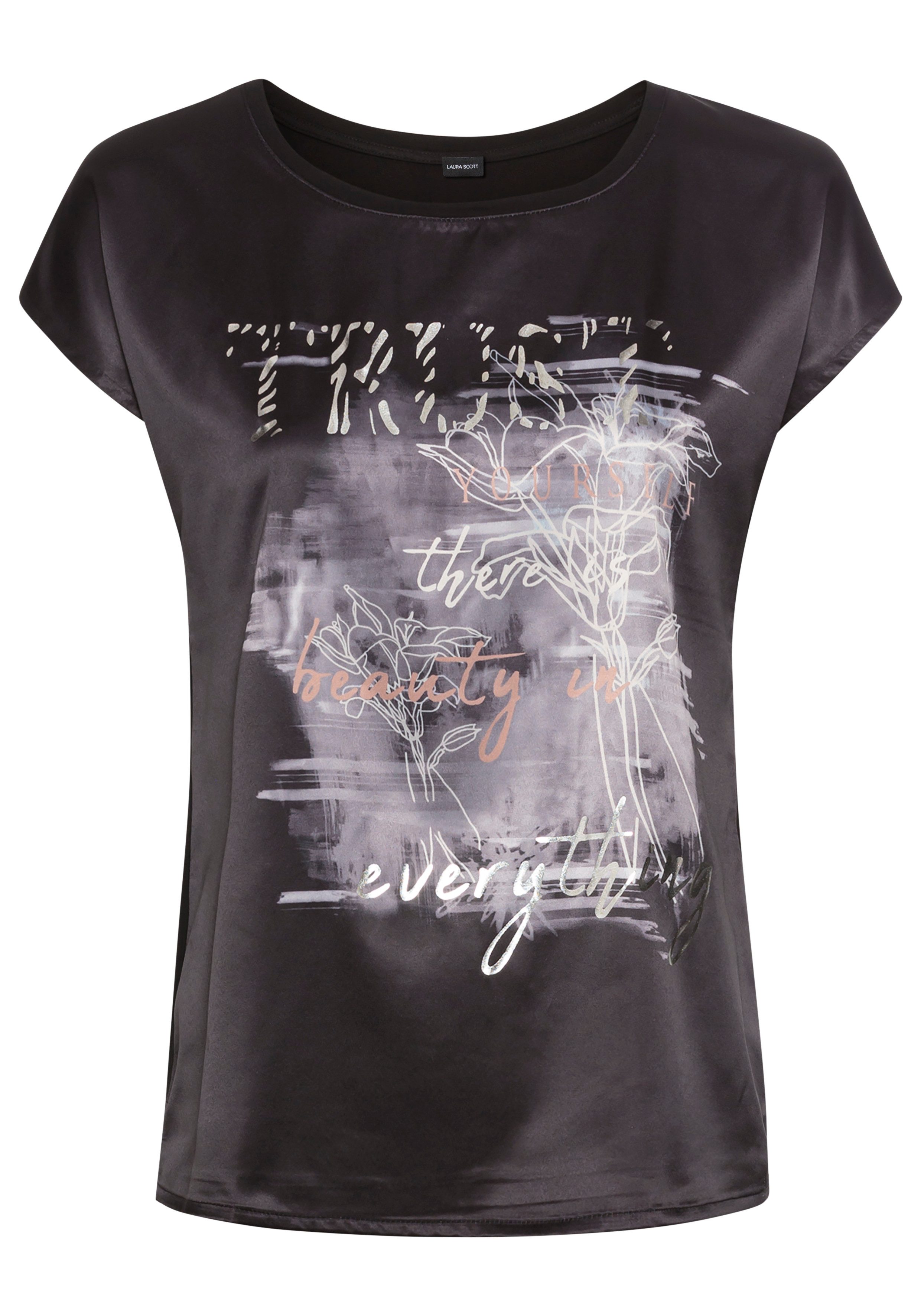 Laura Scott Shirtblouse van satijn met stijlvolle print