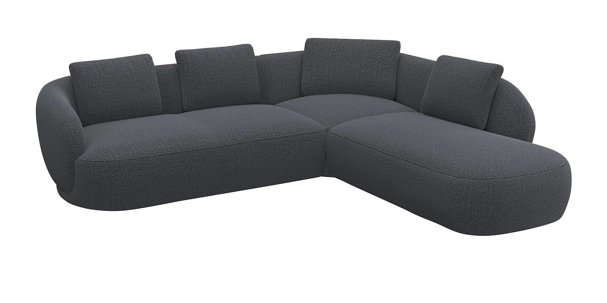 FLEXLUX Hoekbank Torino, rond, L-vorm, bankhoek met ottomane Modern, organisch bankontwerp, koudschuim, golfvering