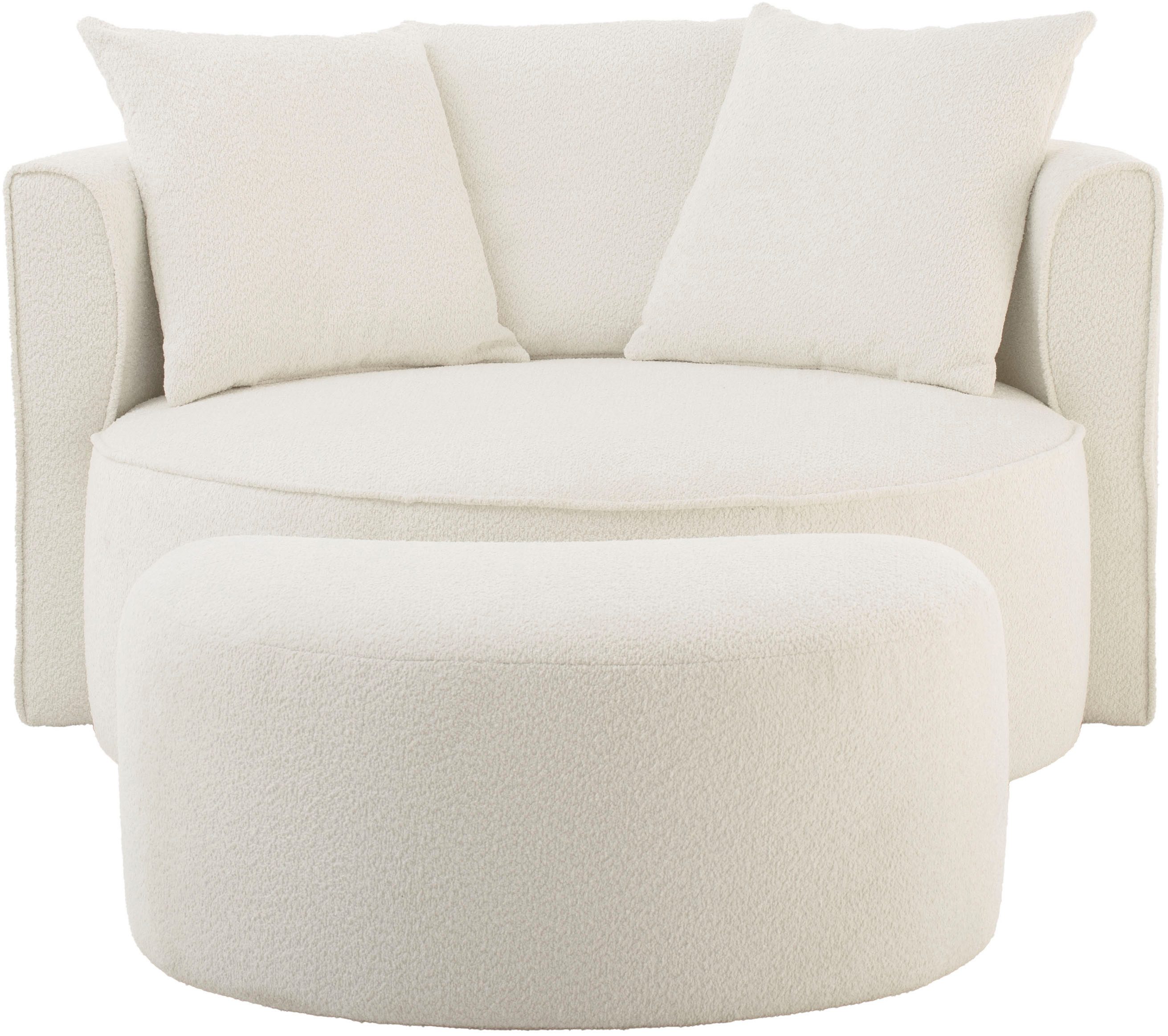 LeGer Home by Lena Gercke XXL-fauteuil Isalie, ronde stoel met voetensteun, leesstoel, loveseat, grote stoel (set)