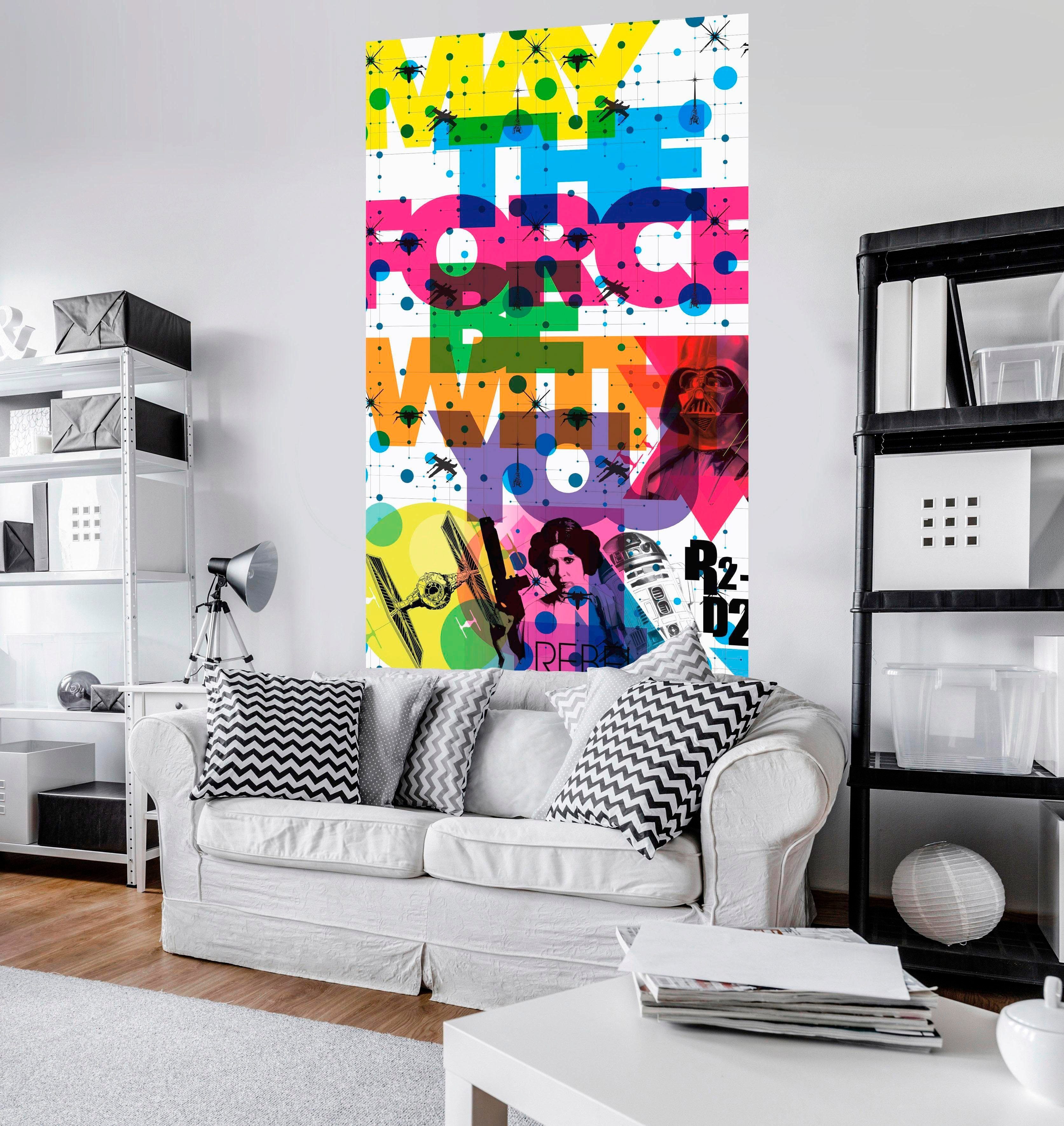 Komar Vliesbehang Star Wars Pop neon Geometrics Leia (1 stuk)