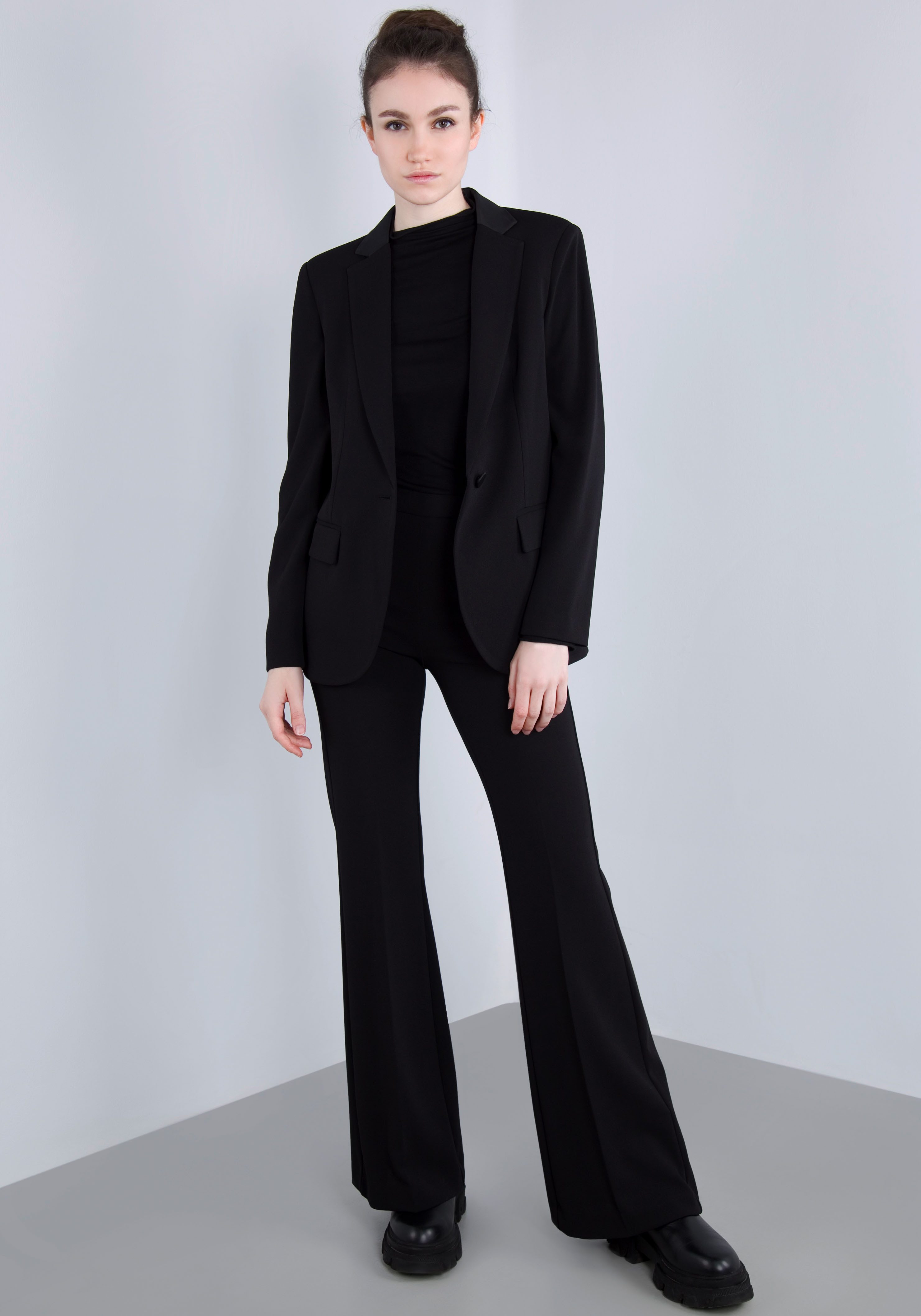 IMPERIAL Lange blazer met satijnen details en stretch