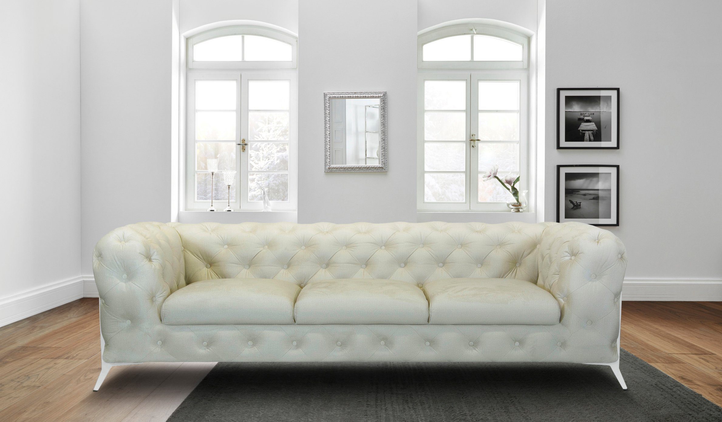 Leonique Chesterfield-bank Amaury luxueuze capitonnage, moderne chesterfield look, kleur van de poten ter keuze
