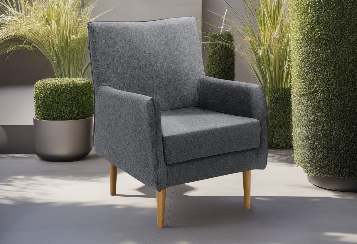 DOMO collection Fauteuil Sonce, individueel uitbreidbaar Polstertstoel voor terras, tuin en balkon, speciaal voor buiten fauteuils grijs