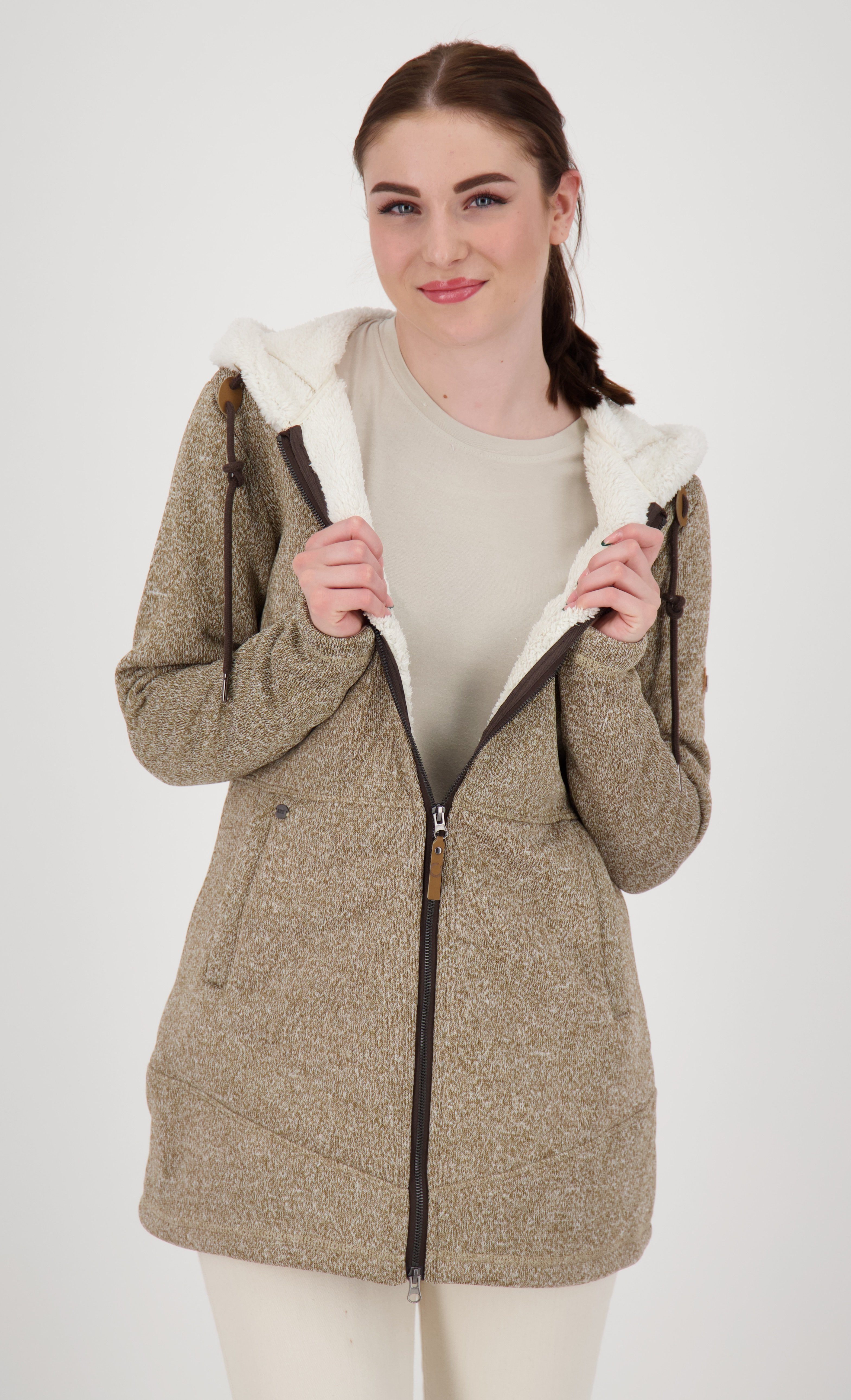LPO Fleecejack KENNEWICK II LONG met capuchon en zachte fleece voering