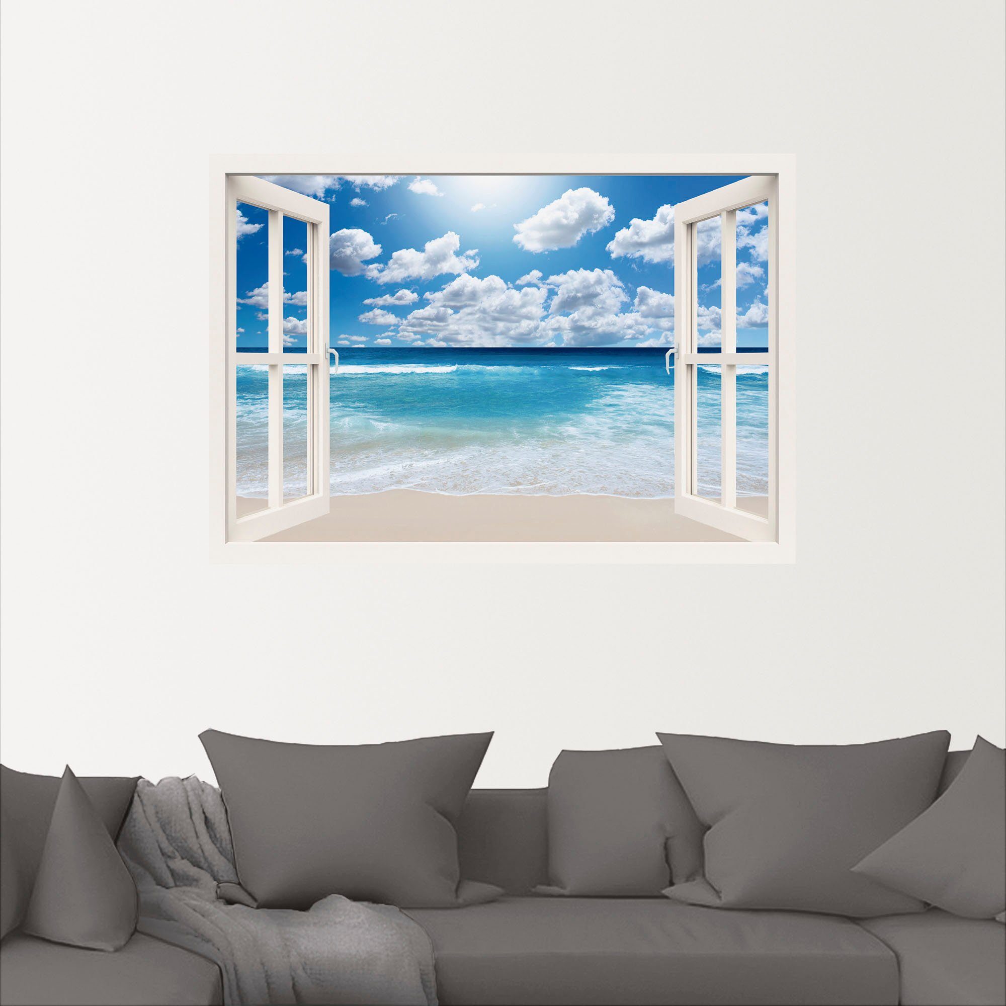 Artland Artprint Blik uit het venster Geweldig strandlandschap als artprint op linnen, poster, muursticker in verschillende maten