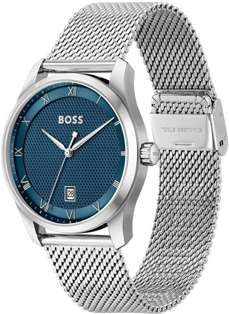 Boss Kwartshorloge Principle Horloge, herenhorloge, stalen band, ideaal ook als cadeau (set, 2-delig, Met leren band)