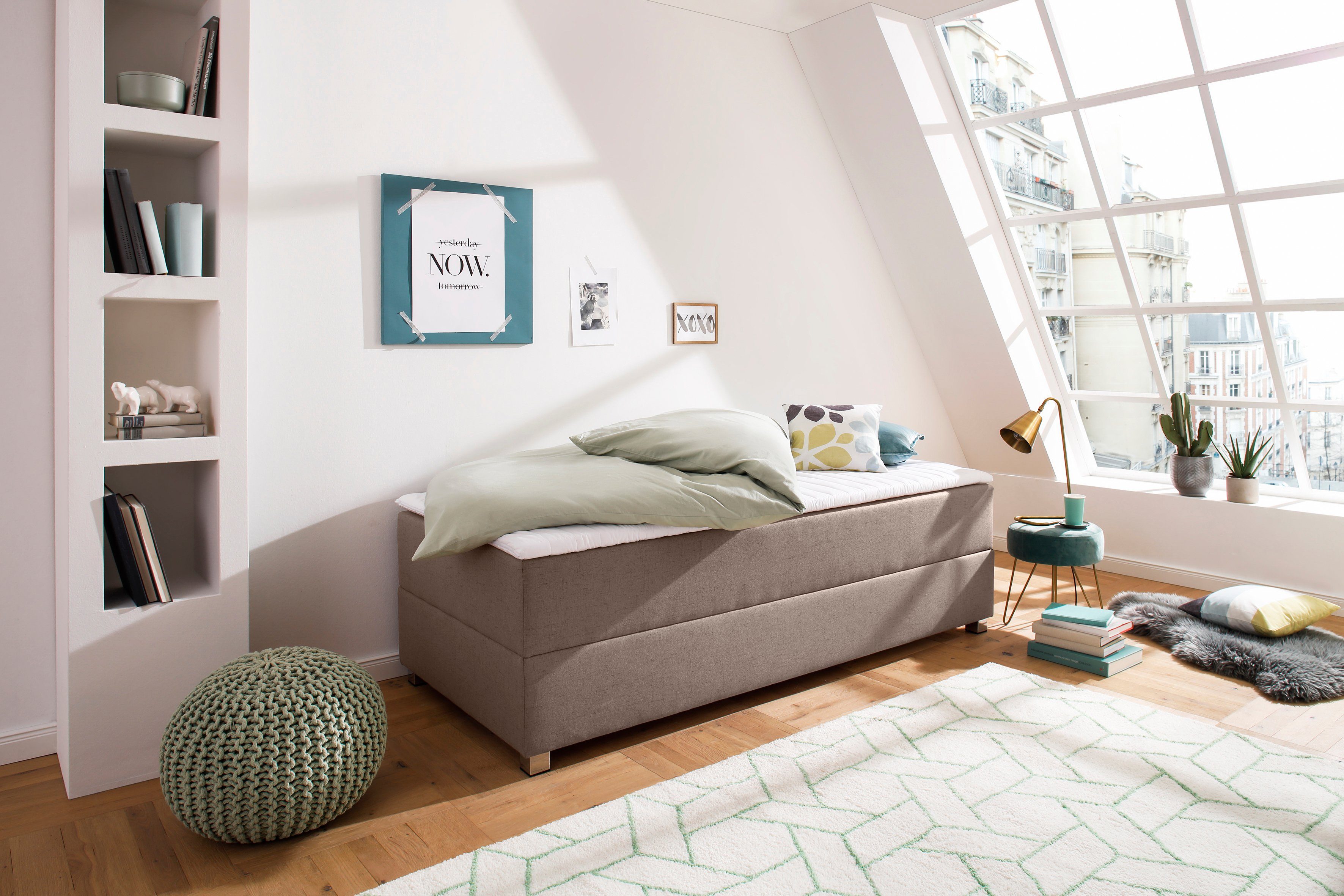 INOSIGN Boxspring Alexis zonder hoofdbord - ideaal voor ruimtes met schuine plafonds, in 4 breedten