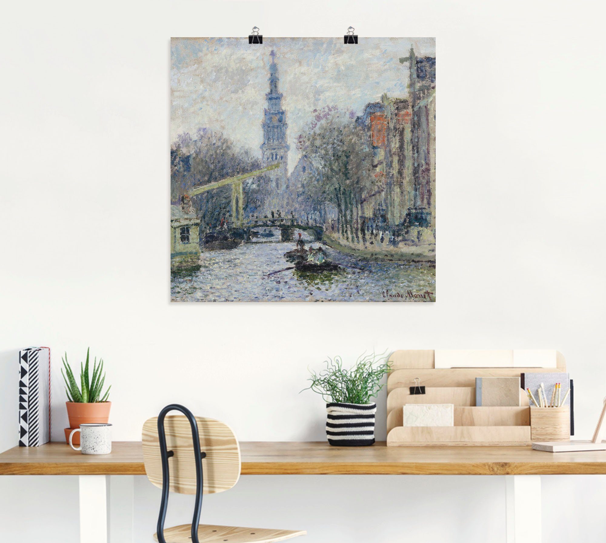 Artland Artprint Aanzicht van Amsterdam met kanaal. 1874 als artprint op linnen, poster in verschillende formaten maten