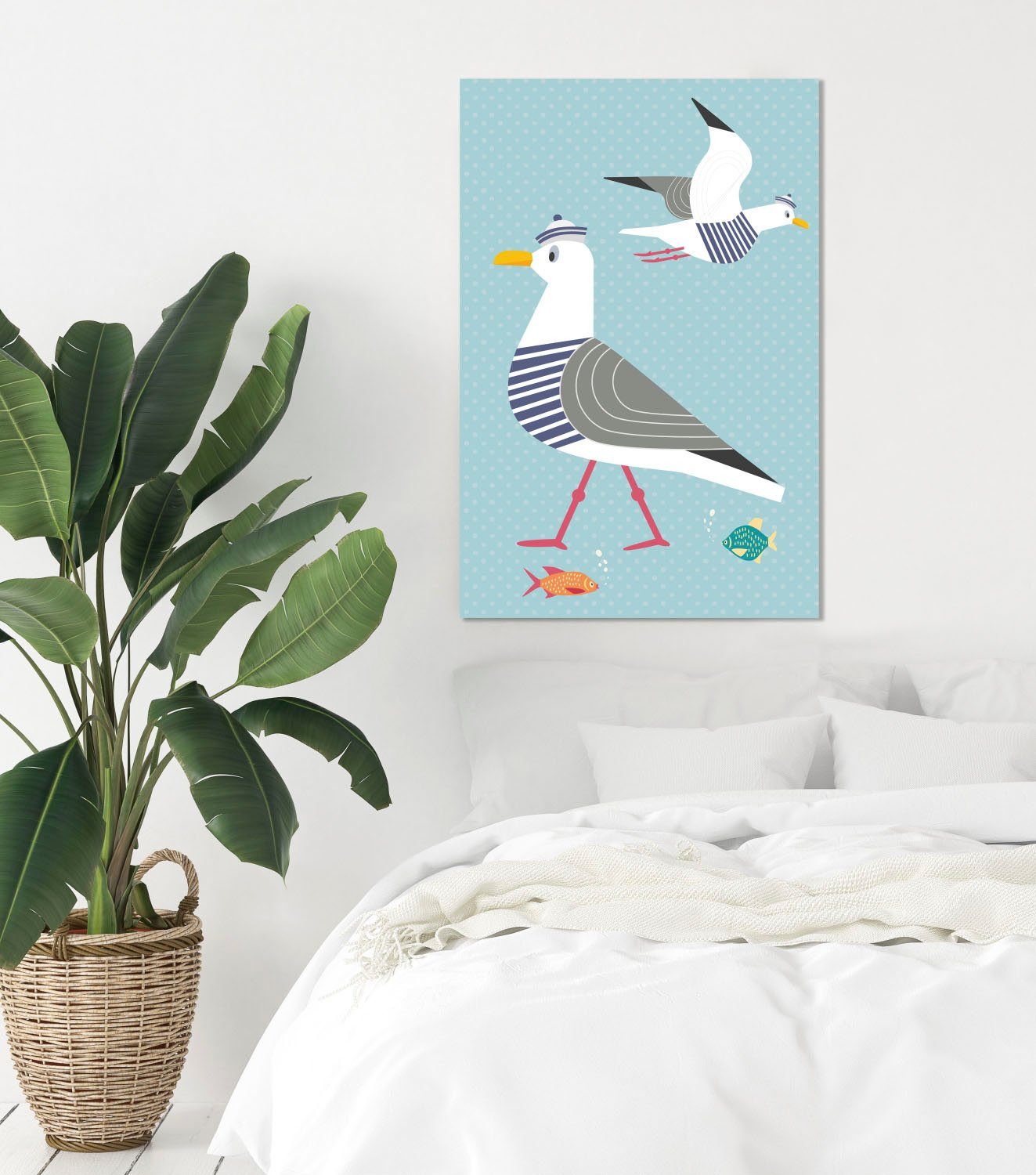 queence Artprint op acrylglas Meeuwen en vissen Fine Art-print in galeriekwaliteit