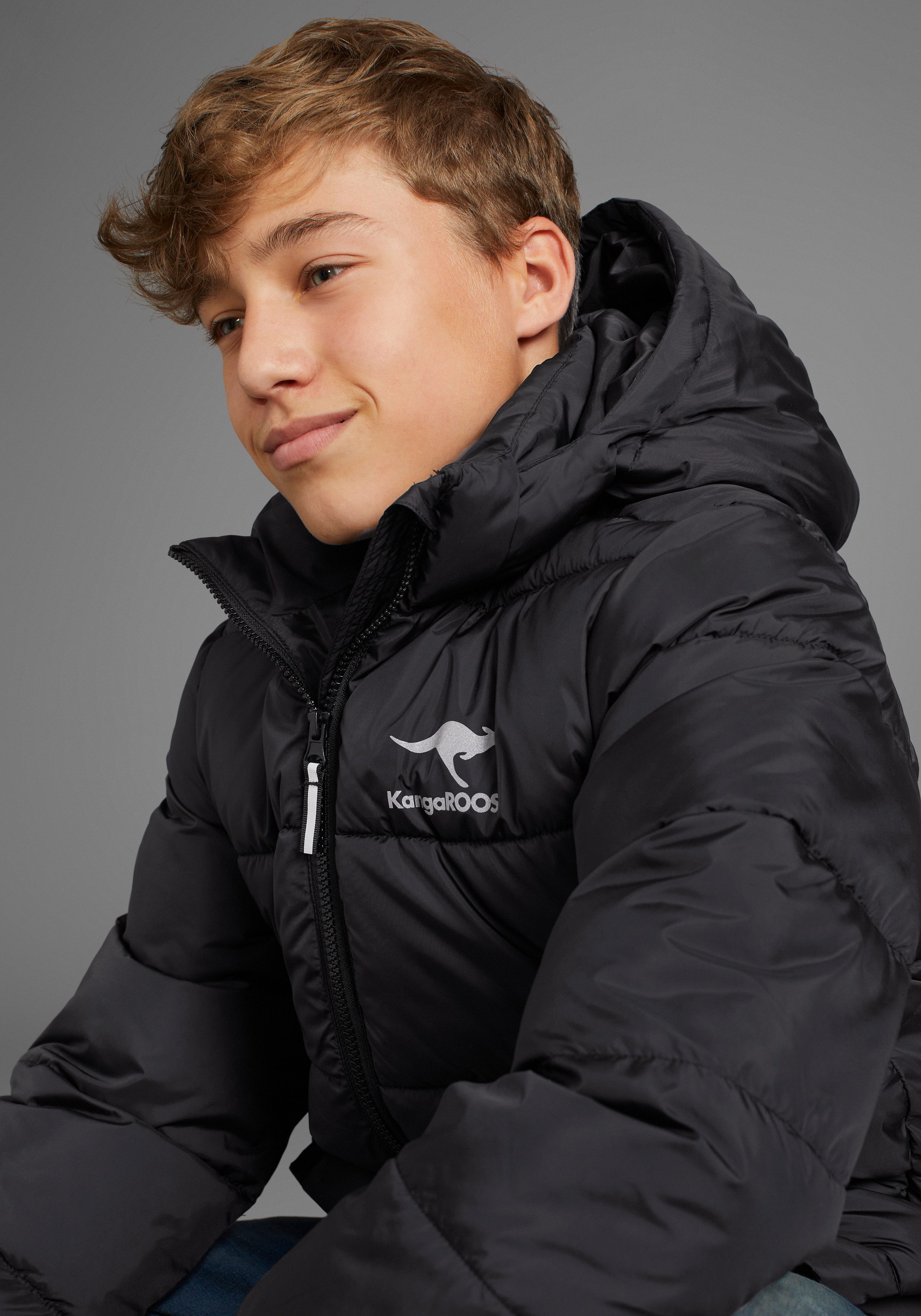 KangaROOS Winterjack , Outdoor gewatteerde jas met reflecterende logo-print