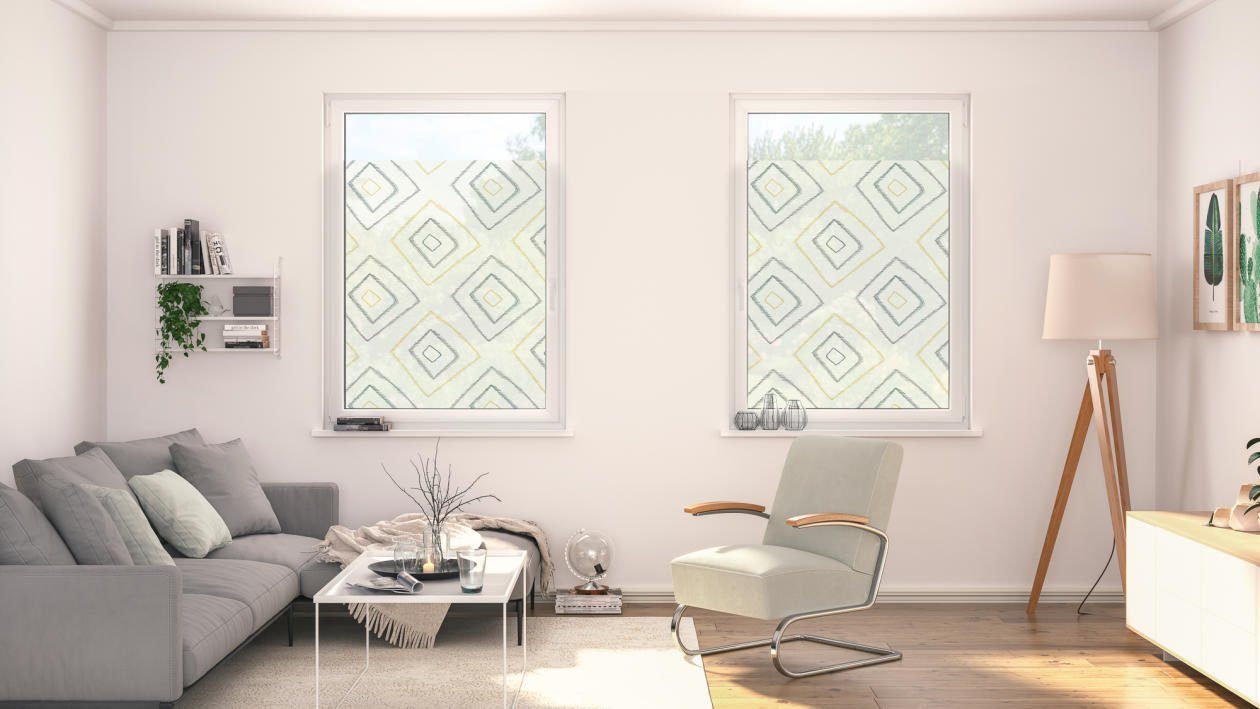 LICHTBLICK Raamfolie zelfklevend, bescherming tegen inkijk, Stripy boho Rectangle - beige (1 stuk)
