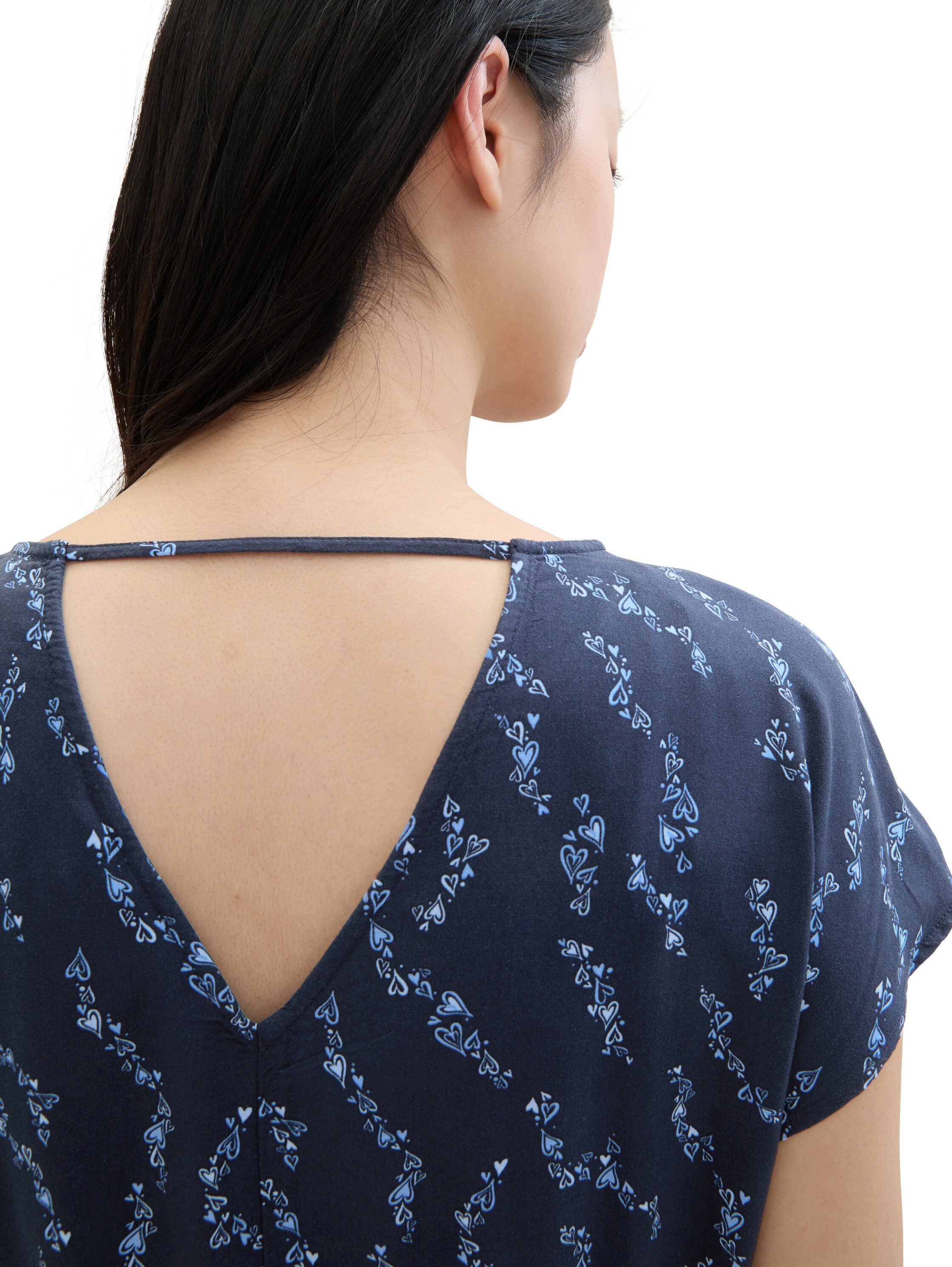 Tom Tailor Denim Gedessineerde jurk in midi-look en met insteekzakken