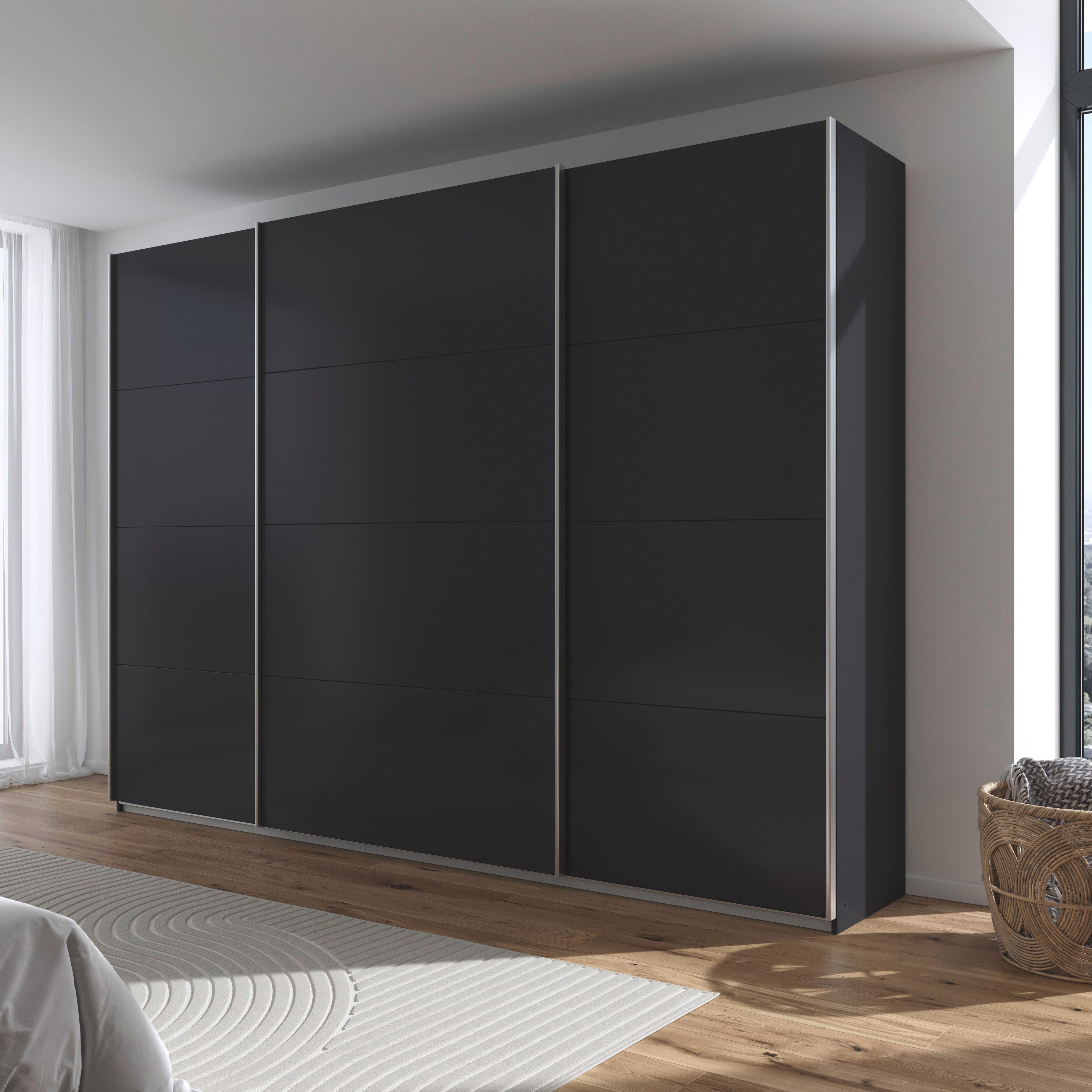 rauch Schuifdeurkast Kledingkast kast garderobe AGORDO met decor- of hoogglansfront doordachte binnenuitrusting, in 4 breedtes en 2 hoogtes made in germany