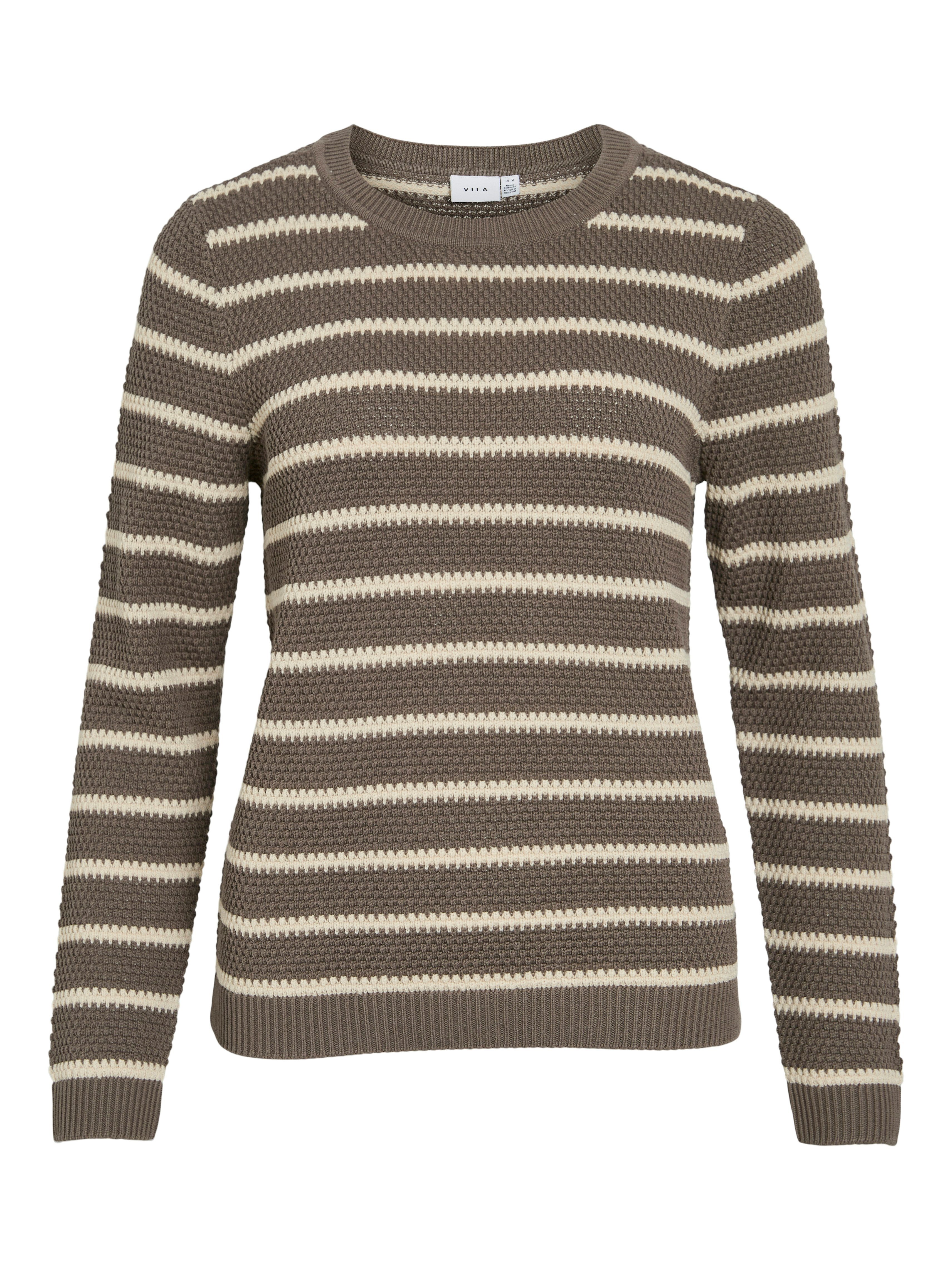 Vila Trui met ronde hals VIDALO O-NECK L/S STRIPE KNIT TOP- NOOS