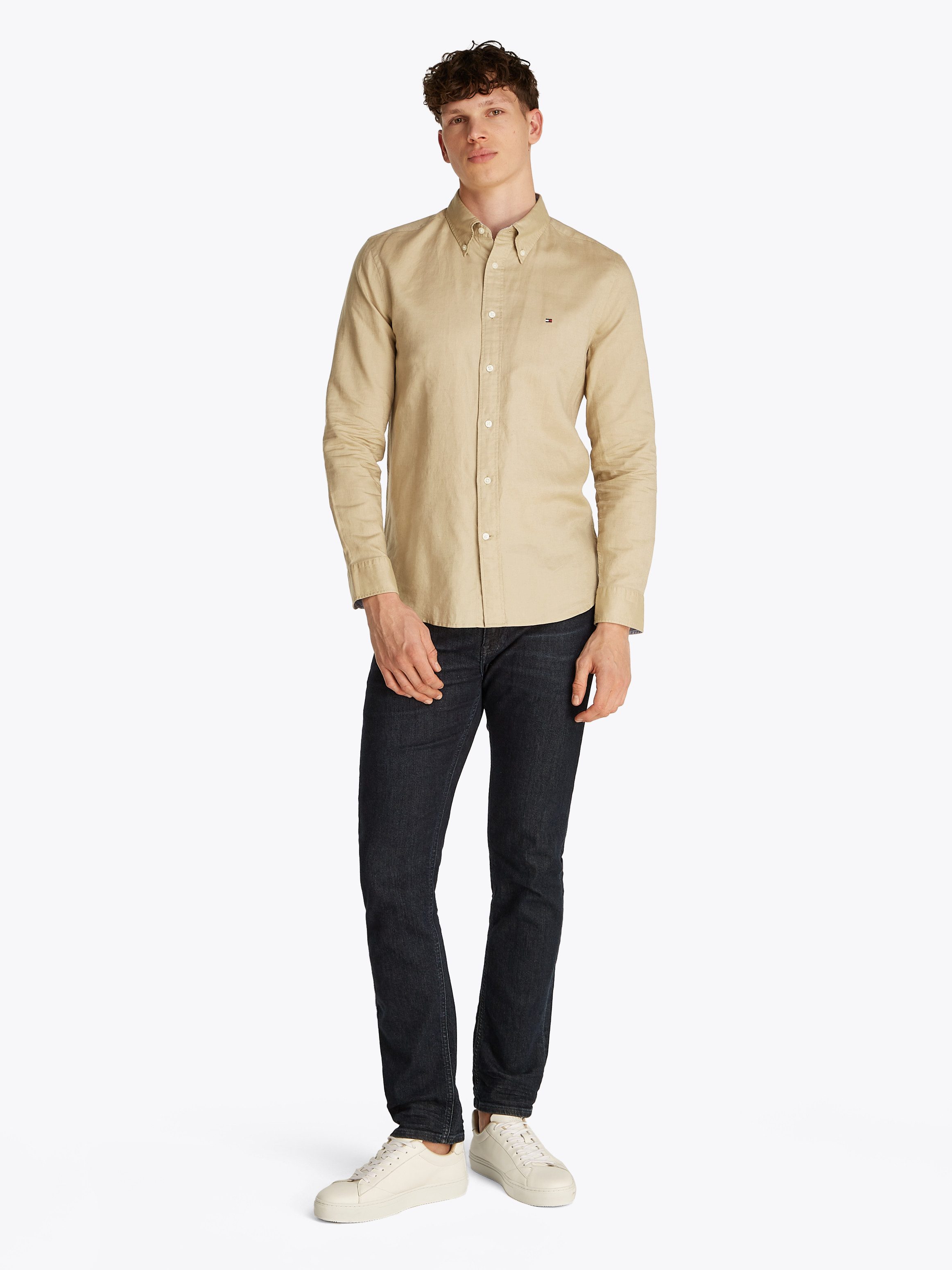 Tommy Hilfiger Overhemd met lange mouwen LINEN BLEND SOLID RF SHIRT