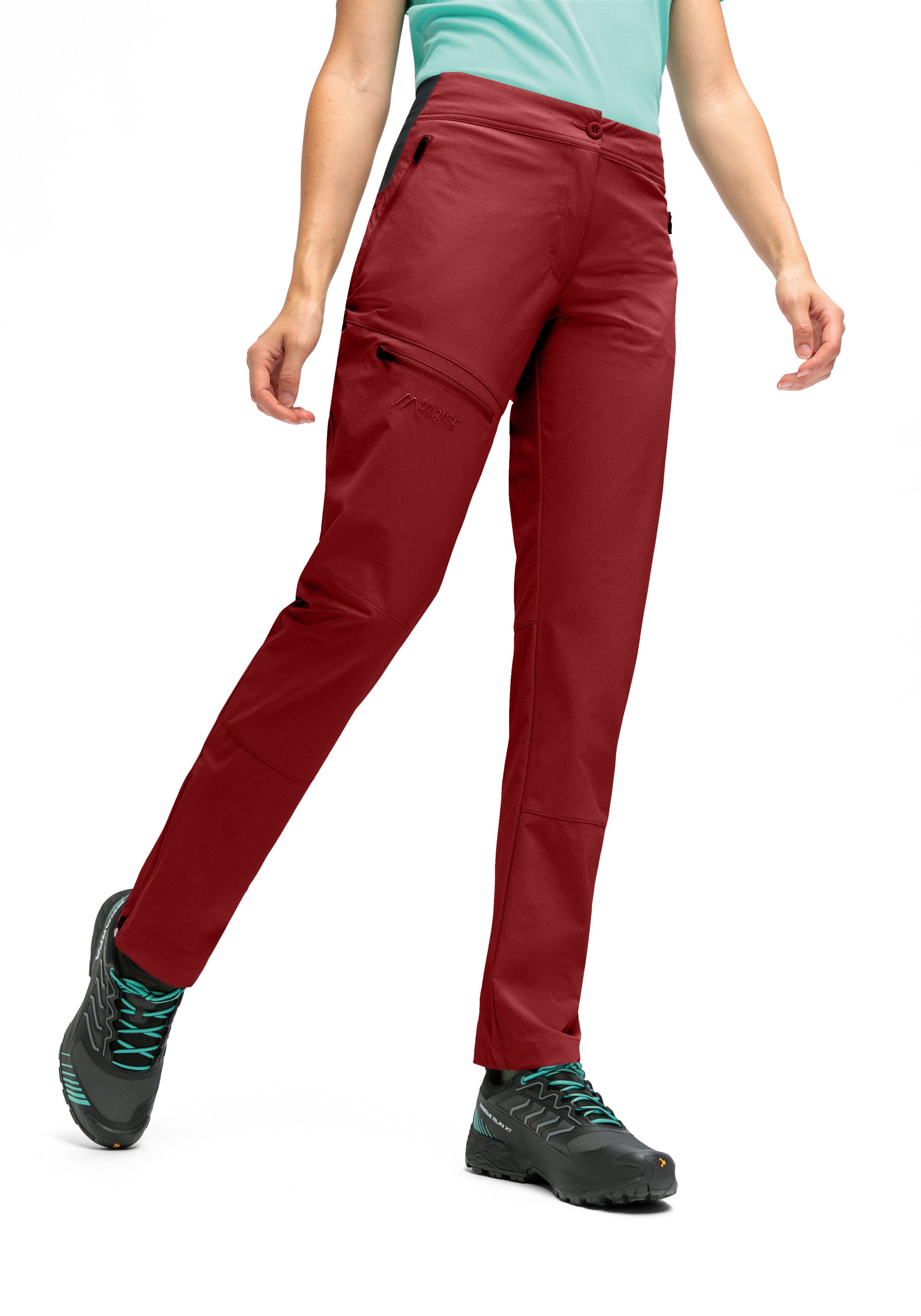 Maier Sports Outdoorbroek Inara slim Vario Dames wandelbroek, functionele broek met variabele tailleband en 4 zakken, slim fit