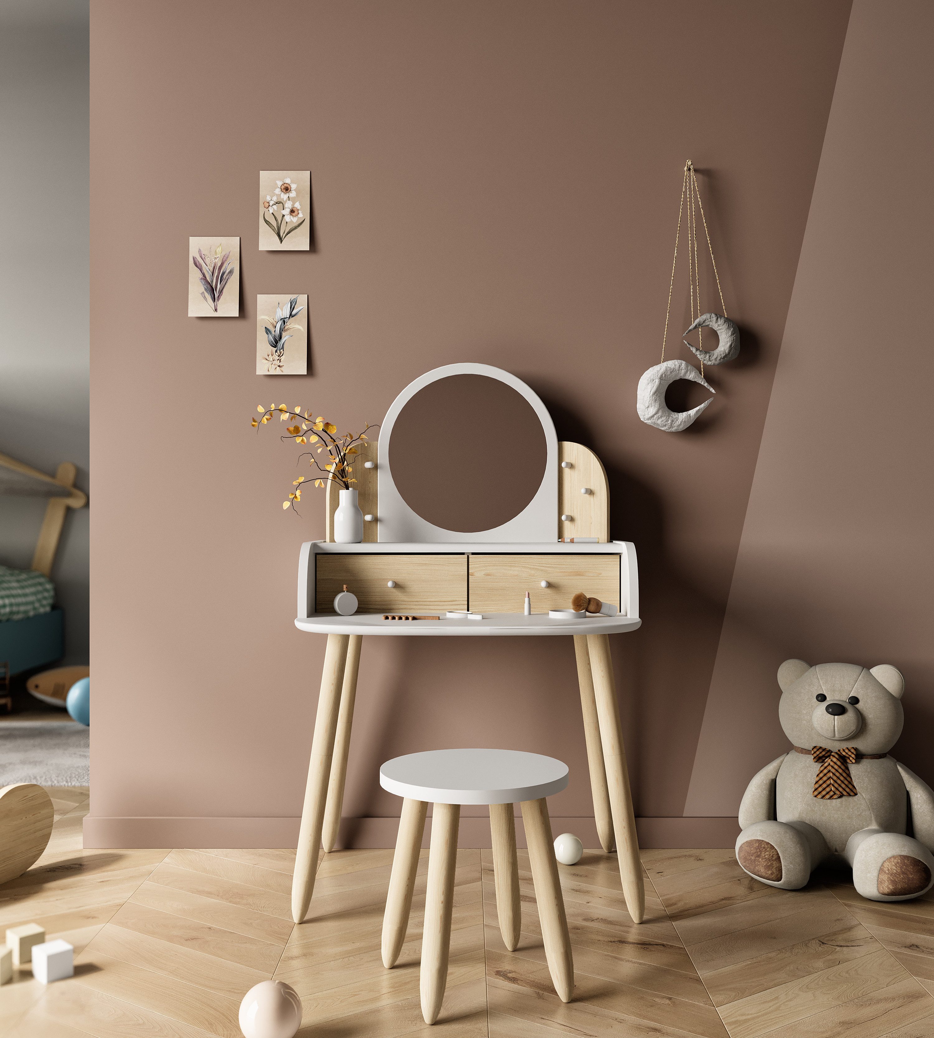 Demeyere GROUP Make-uptafel Lili Make-up tafel 2 kleine lades spiegel van kunststof