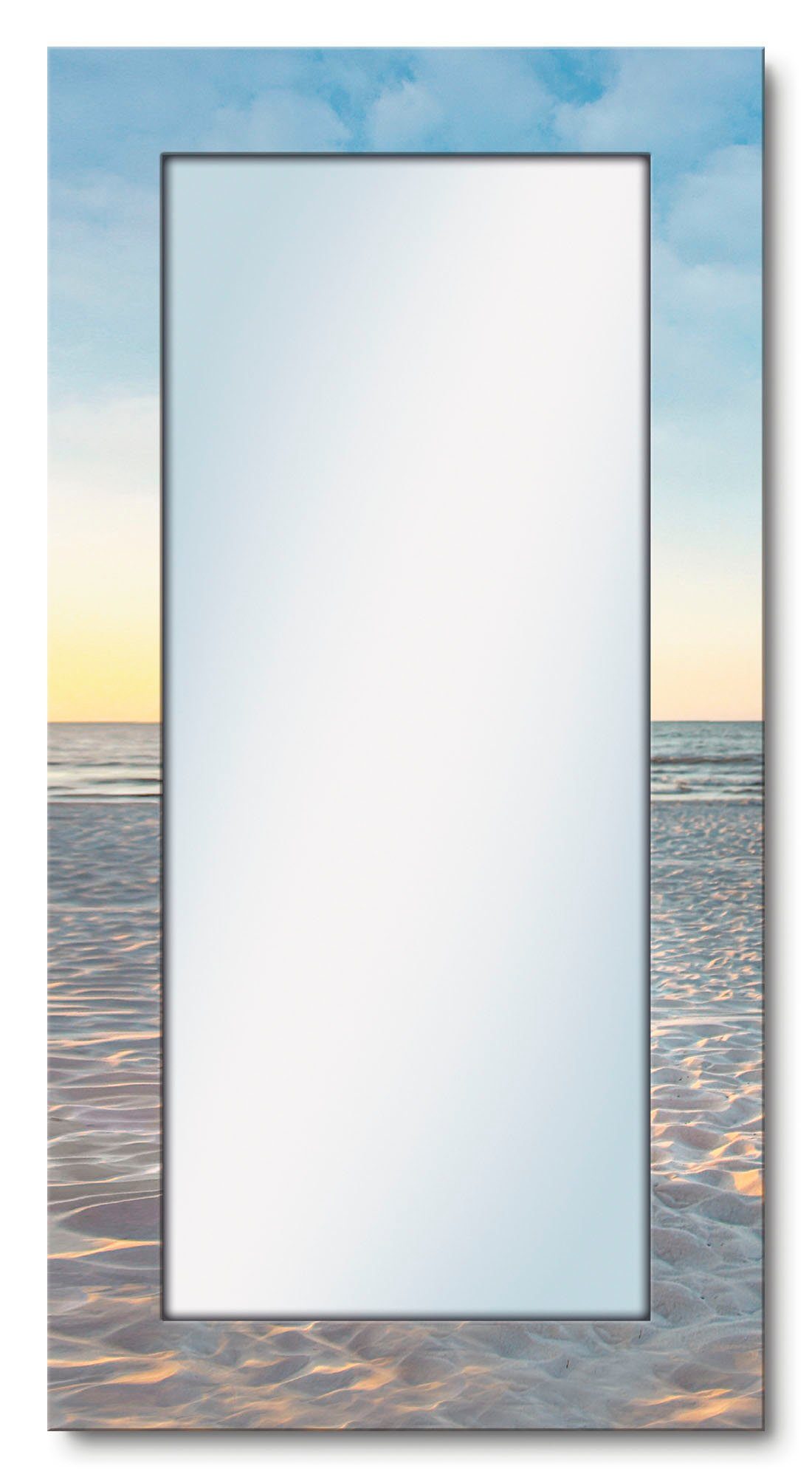 artland sierspiegel ostsee7 - strandstoel spiegel met lijst voor het hele lichaam, wandspiegel, met motiefrand, landhuis blauw