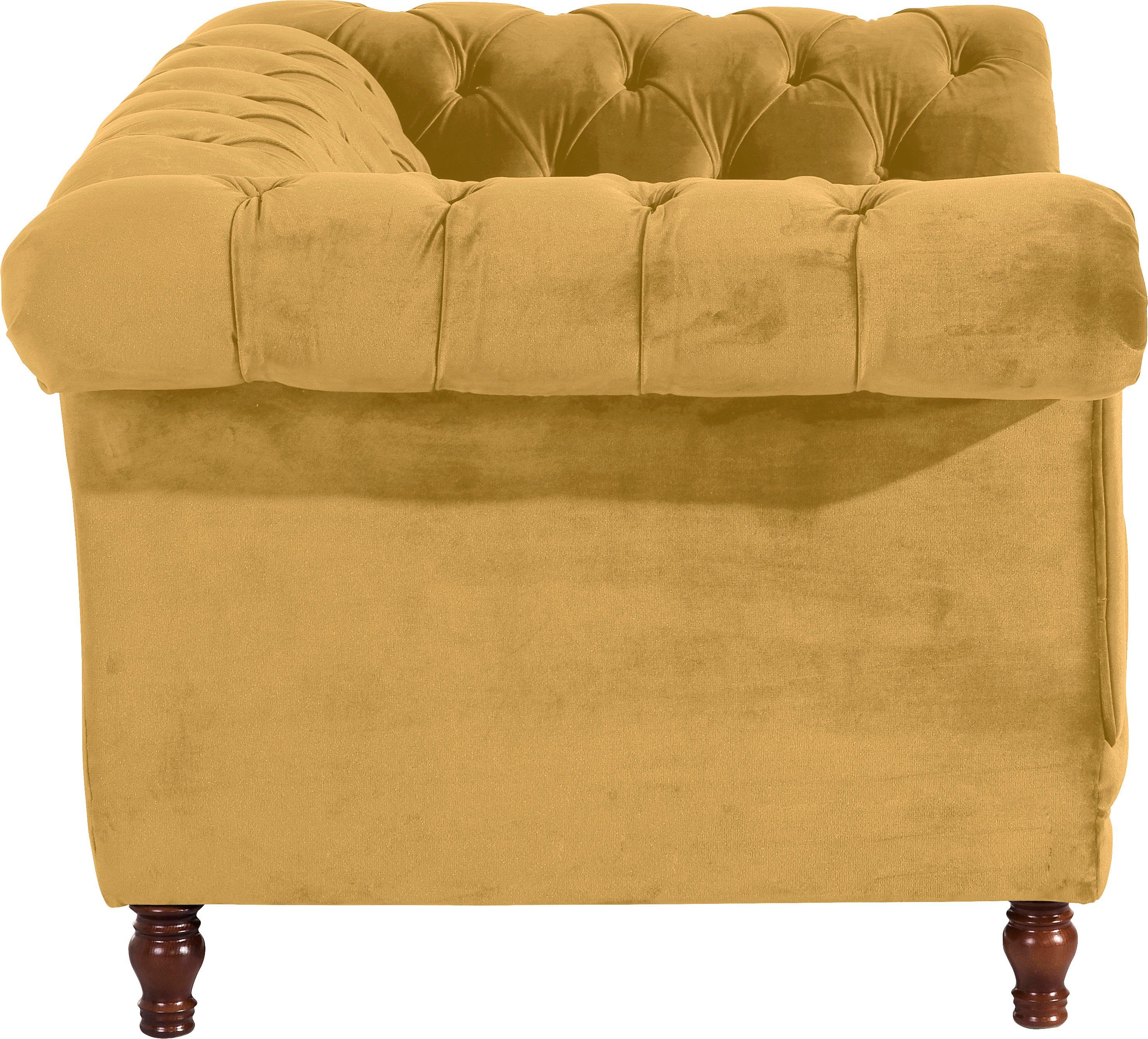 Max Winzer® Loveseat Isabelle, loungestoel Capitonnage & gedraaide poten in beuken notenkleur, breedte 167 cm