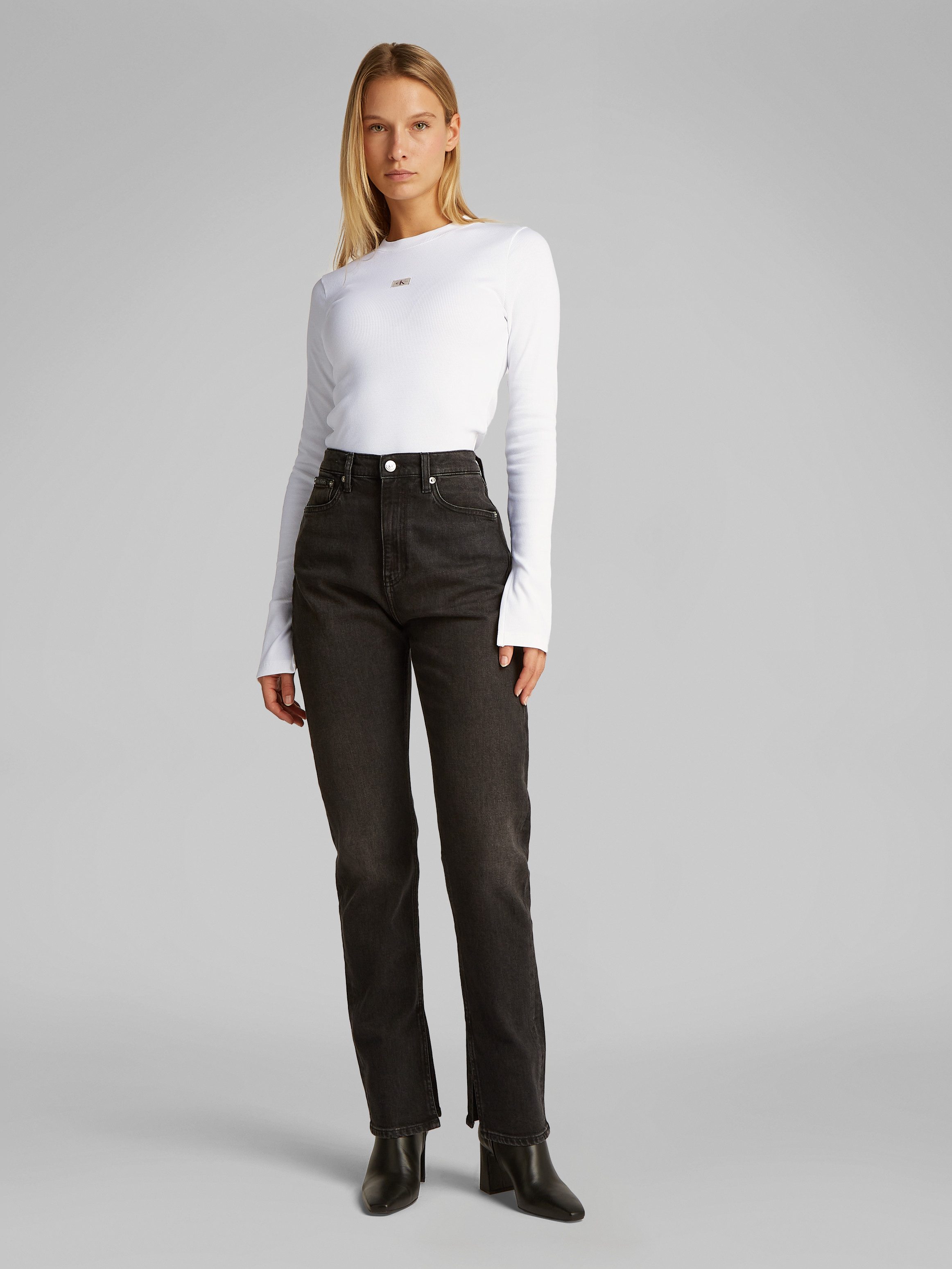 Calvin Klein Lange top WOVEN LABEL RIB LS TOP