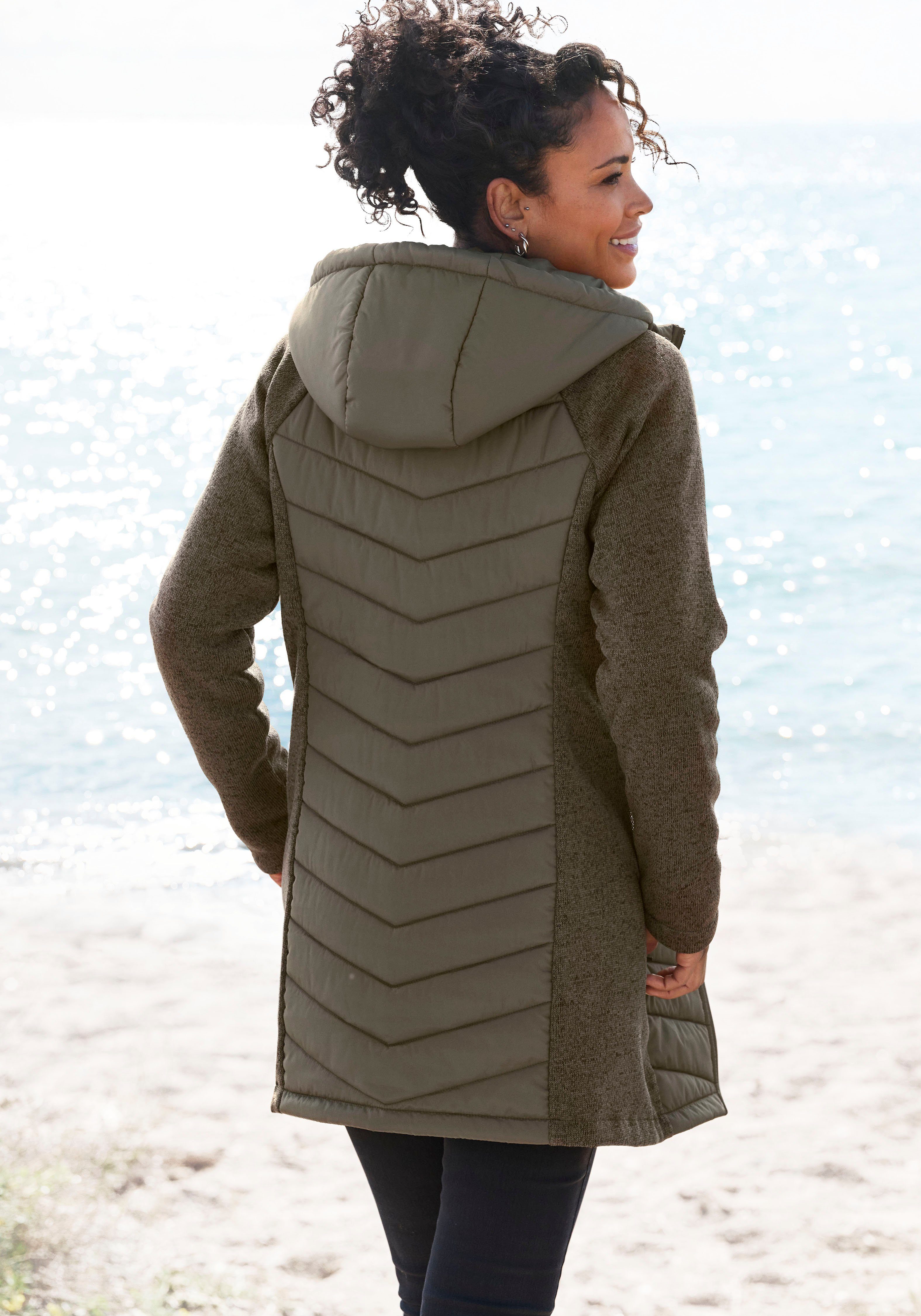 Vivance Gewatteerde jas met tricot-fleece-mouwen