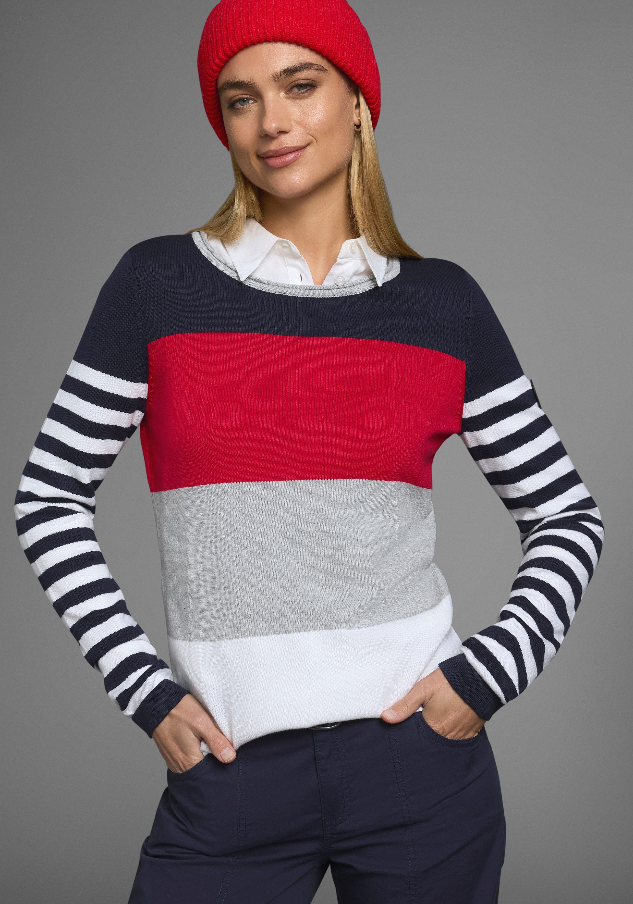 KangaROOS Trui met ronde hals in modieuze streep-look