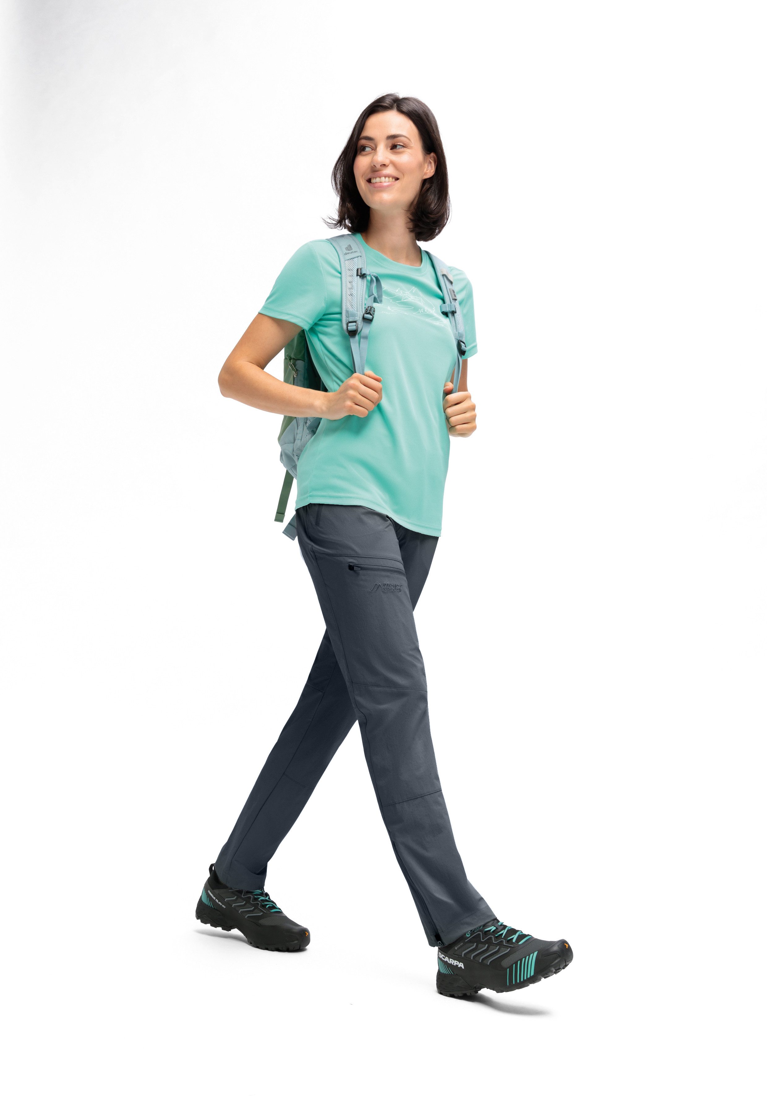 Maier Sports Outdoorbroek Inara slim Vario Dames wandelbroek, functionele broek met variabele tailleband en 4 zakken, slim fit