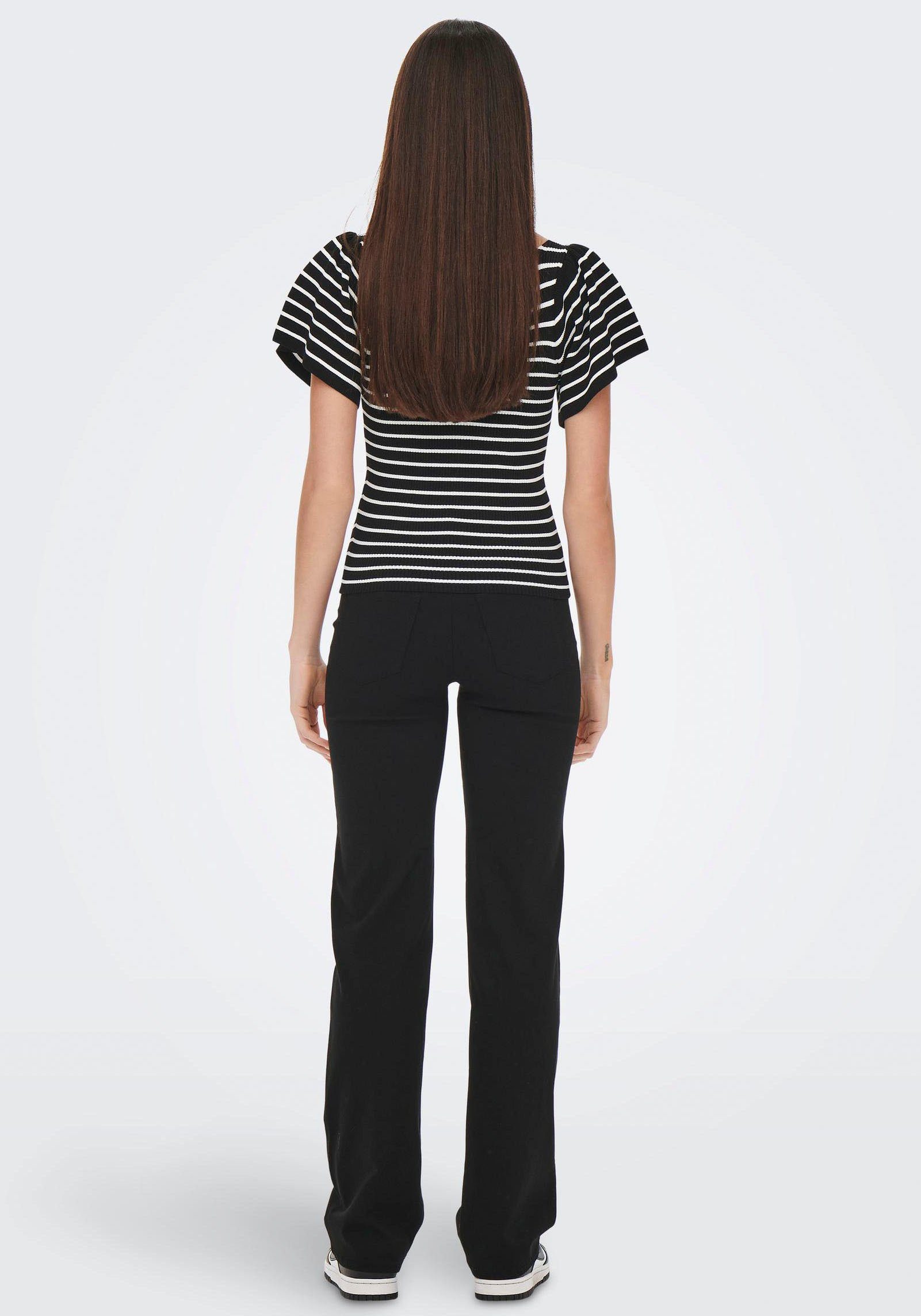 Only Trui met korte mouwen ONLLEELO STRIPE SS BACK V-NECK KNT NOOS