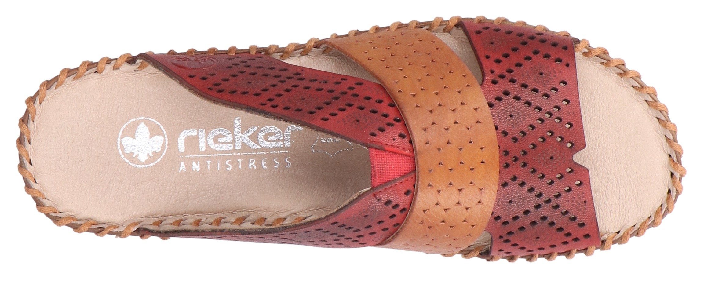 Rieker Slippers sleehak, zomerschoen, slippers met zachte leren binnenzool