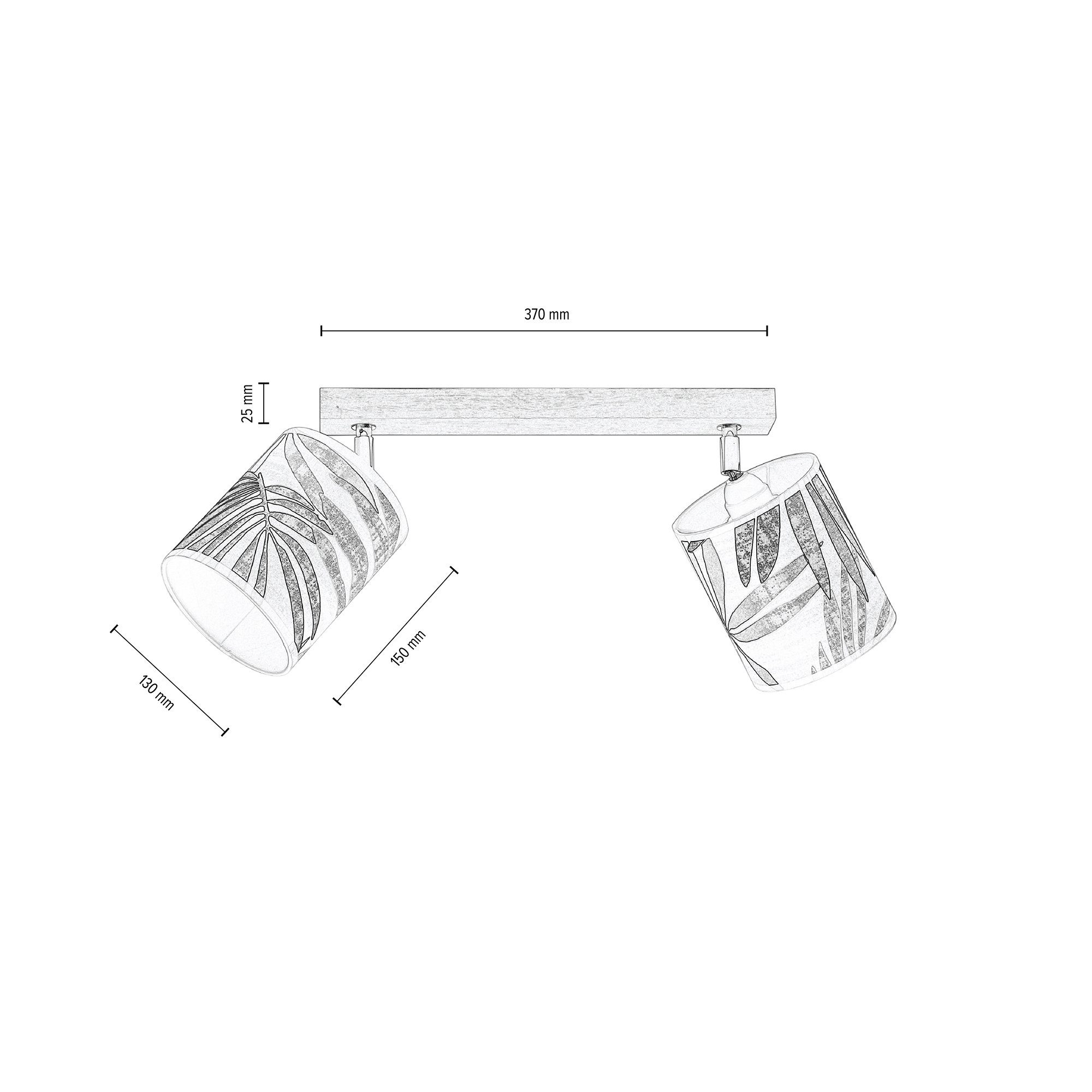 BRITOP LIGHTING Plafondlamp HOJA Kapjes van gelamineerd materiaal, plafondrozet van eikenhout