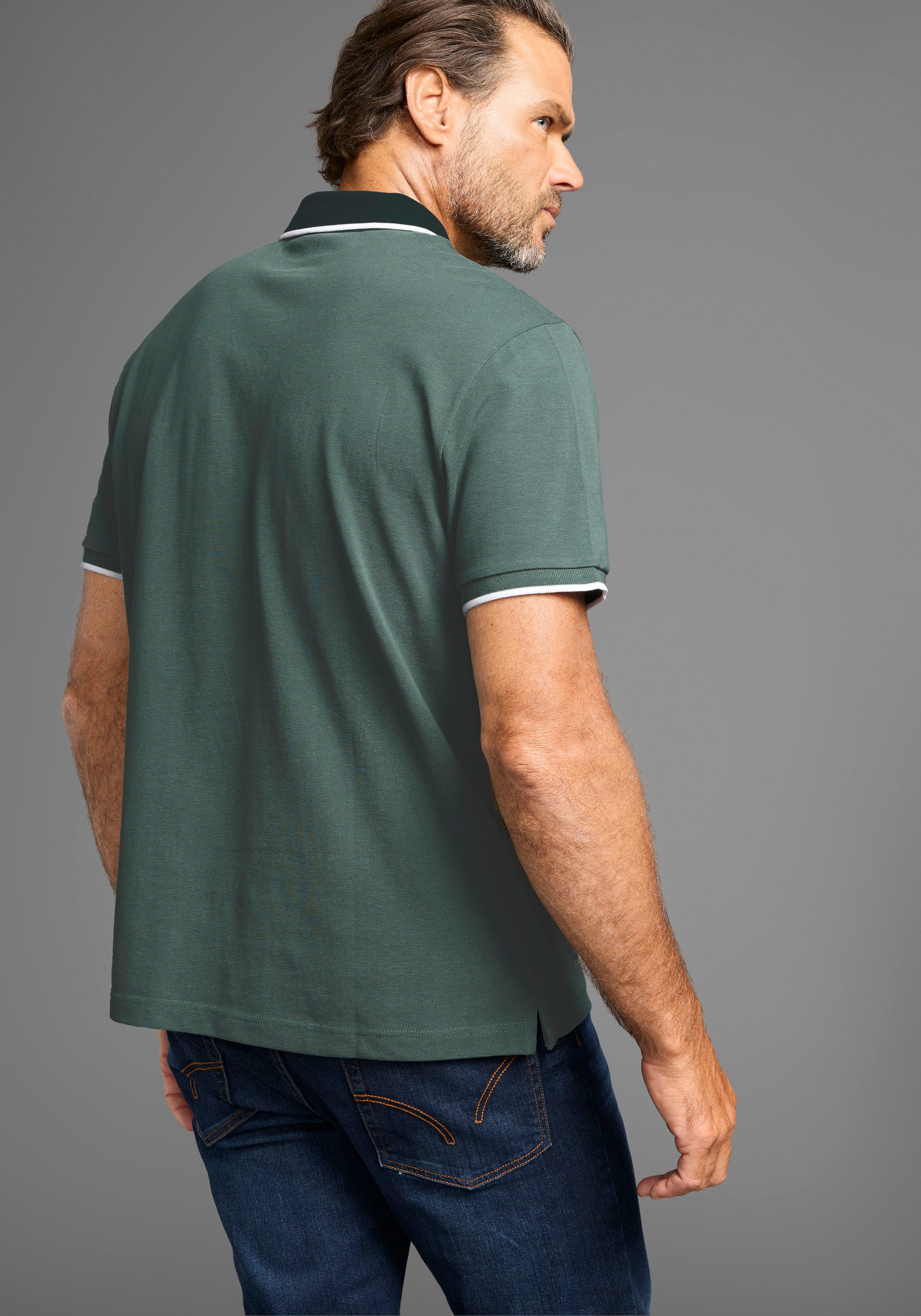 Man's World Poloshirt met borstprint, gemêleerd materiaal