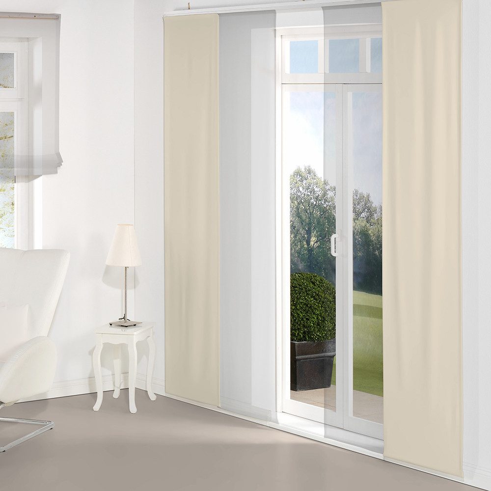 Wirth Paneelgordijn Dim uit incl. halterstang (1 stuk) paneelgordijnen maat 60 cm x 245 cm beige