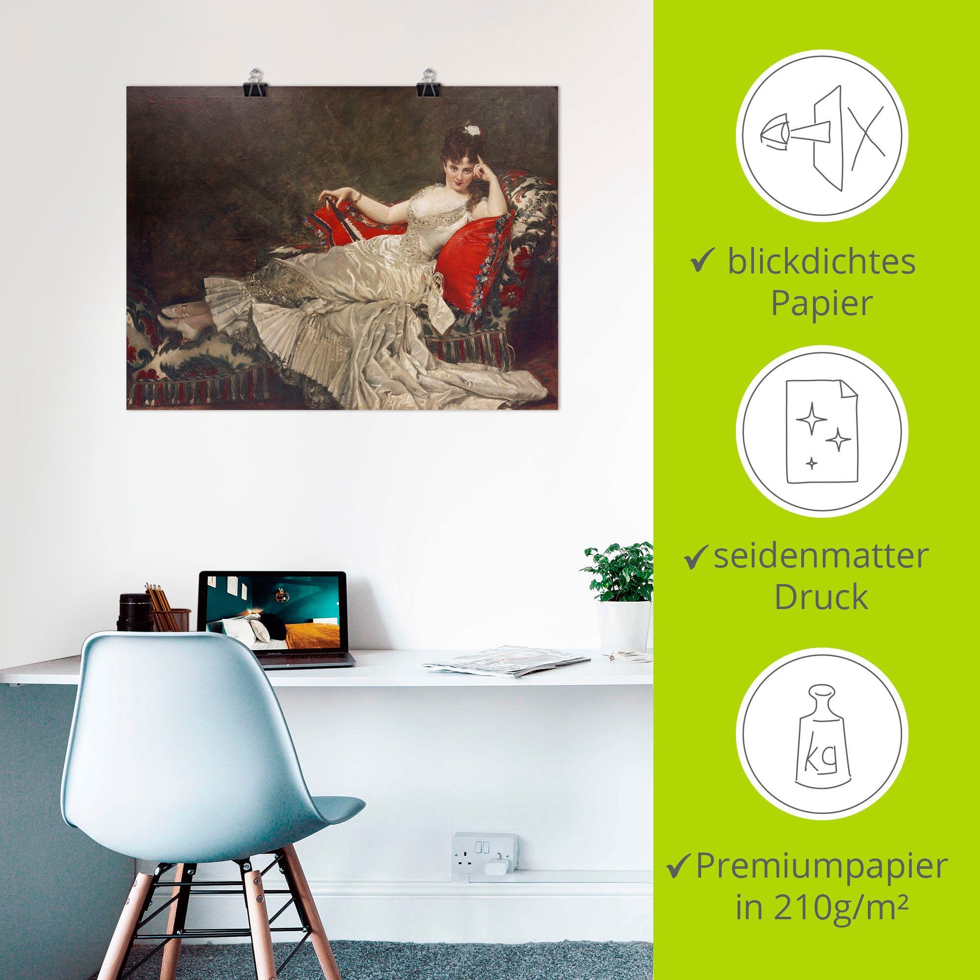 Artland Artprint Portret van Mademoiselle de Lancey als artprint van aluminium, artprint op linnen, muursticker of poster in verschillende maten